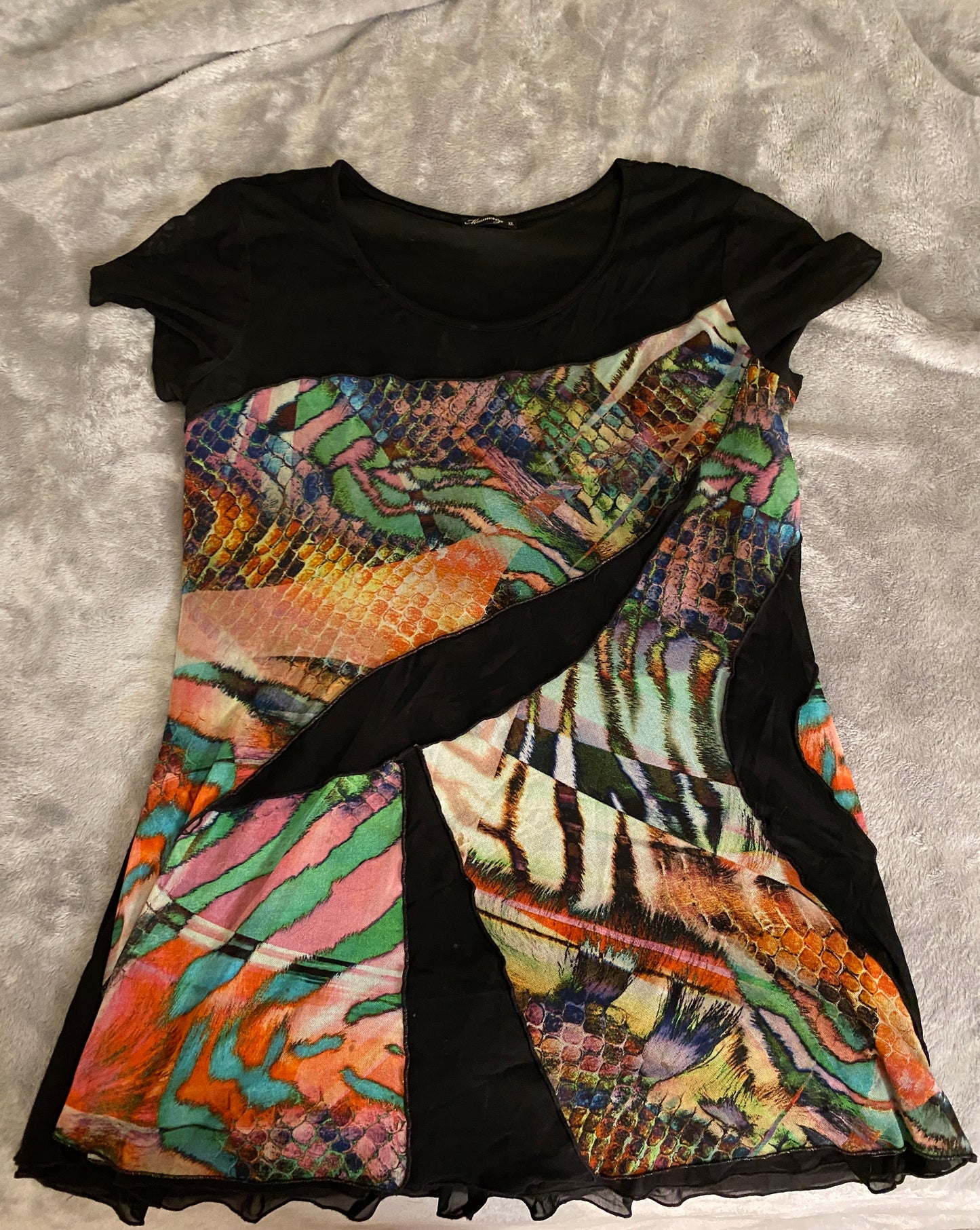 Mesmerize Black and Multicolor Mini Shirt Dress