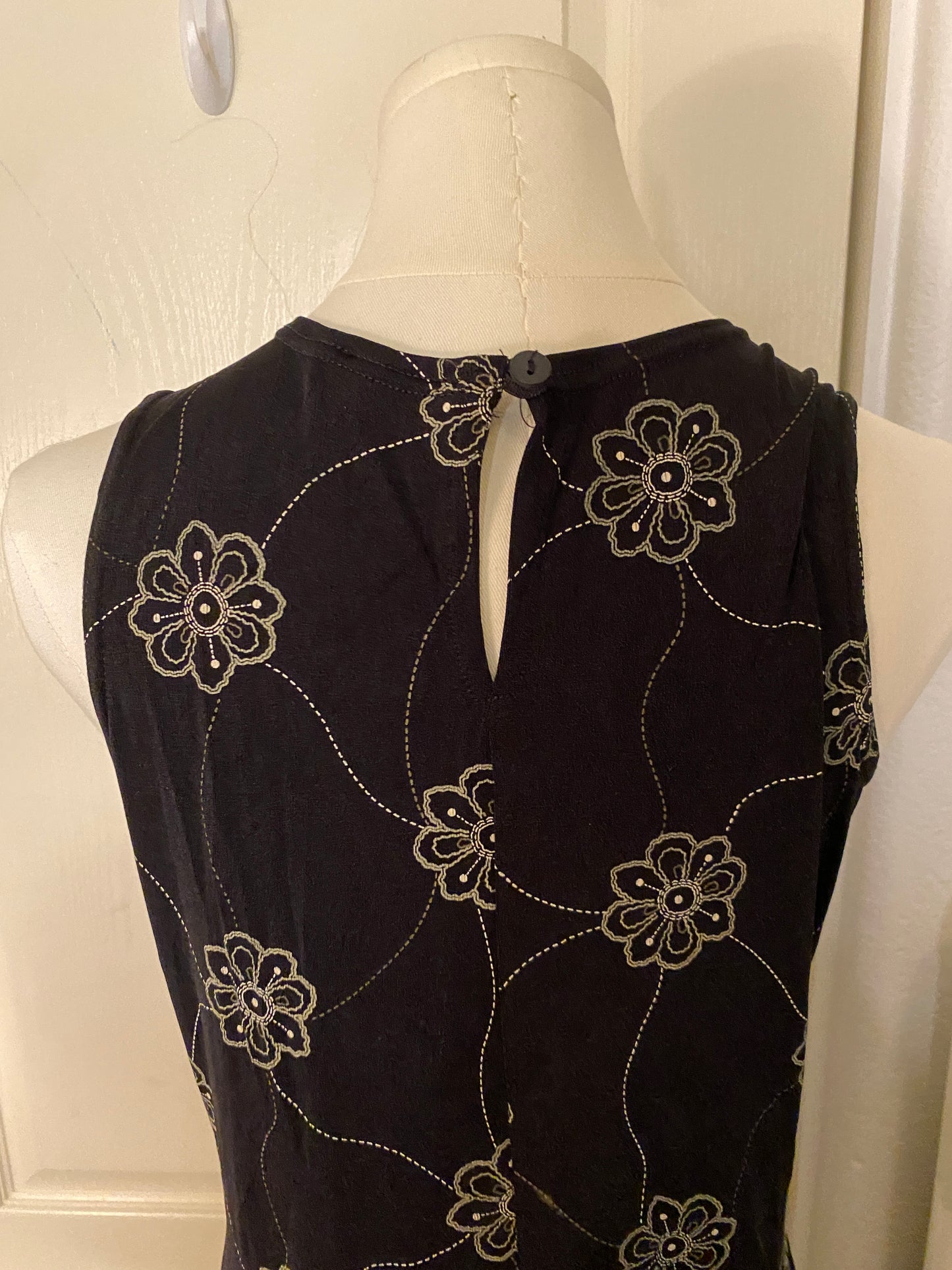 Jessica Knee Length Black and White Floral Dress Elegant