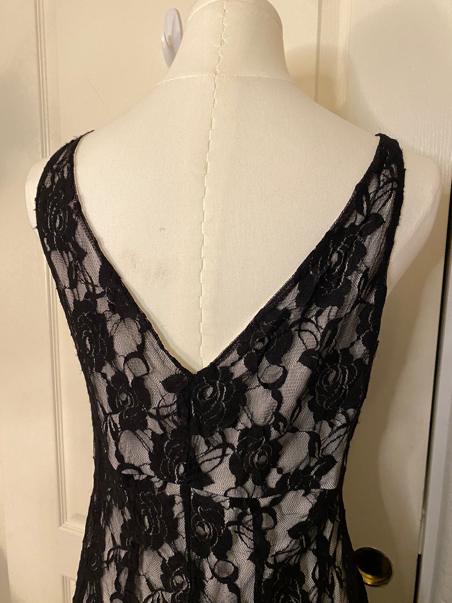 Glamour Black and White Floral Lace V Neck Wrap Dress Elegant Formal