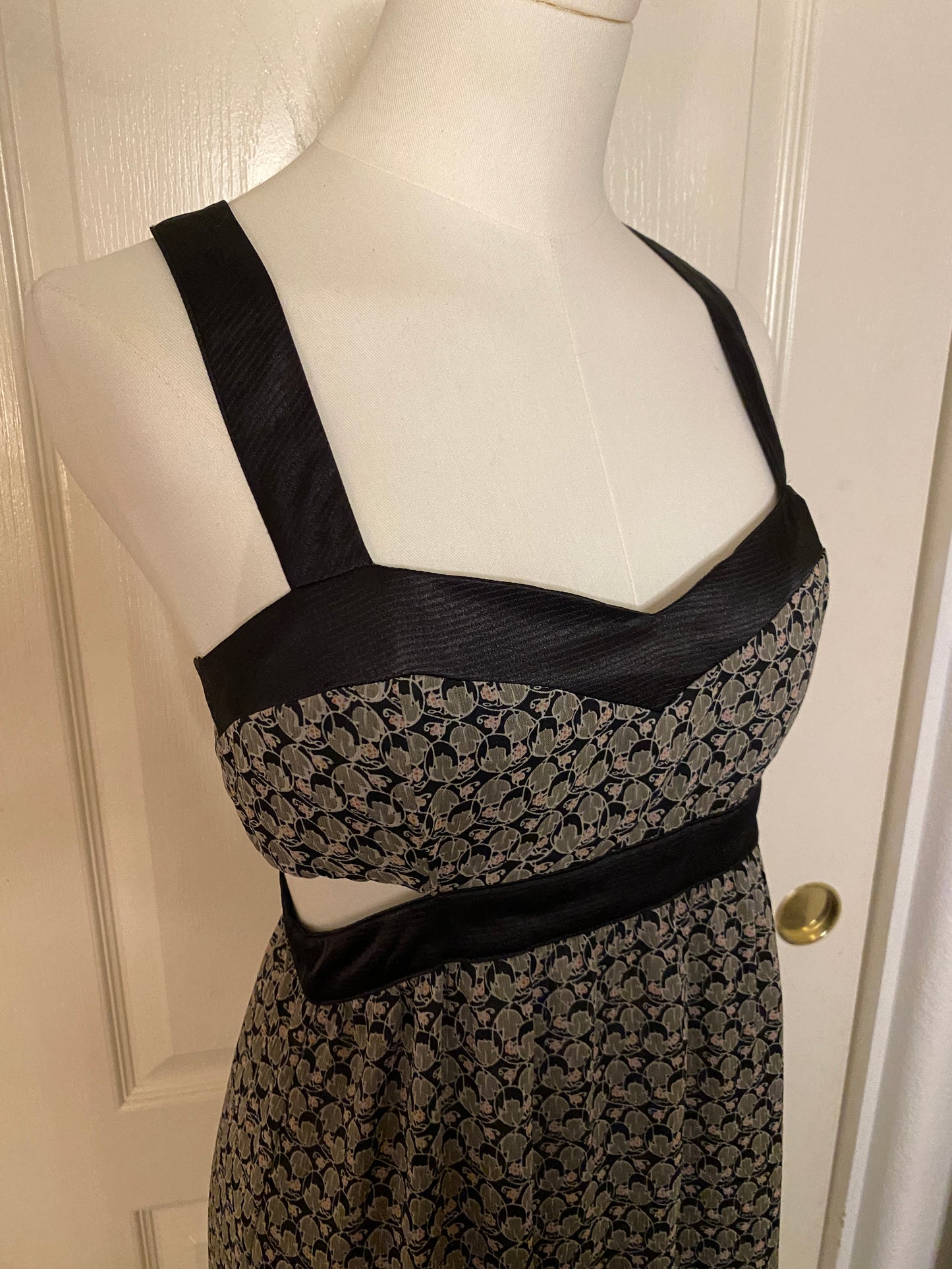 Brown and Black Long Pattern Maxi Dress Formal Casual Neutral Elegant Summer