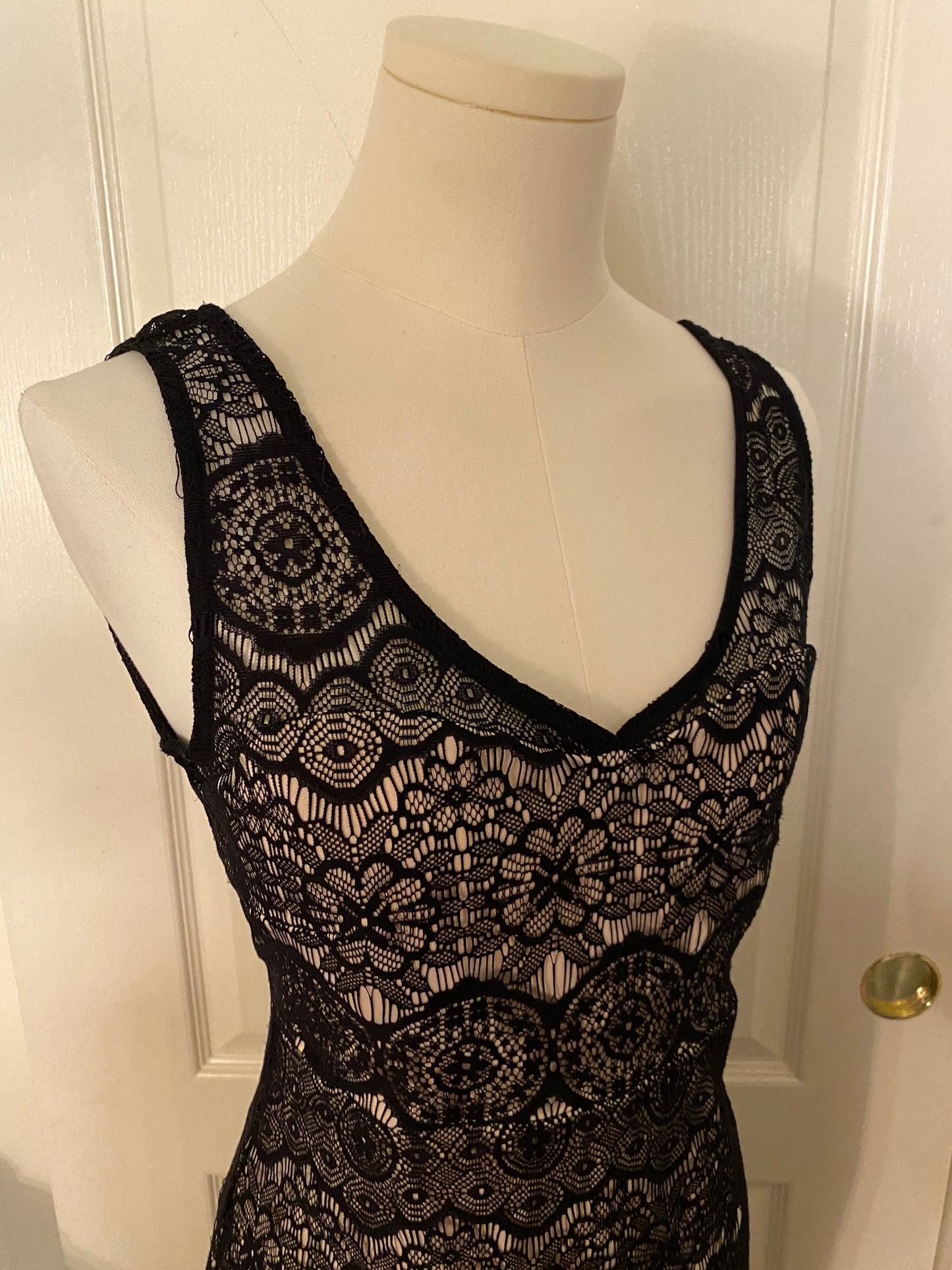 Diva Appared Black and White Lace Formal Elegant Long Dress