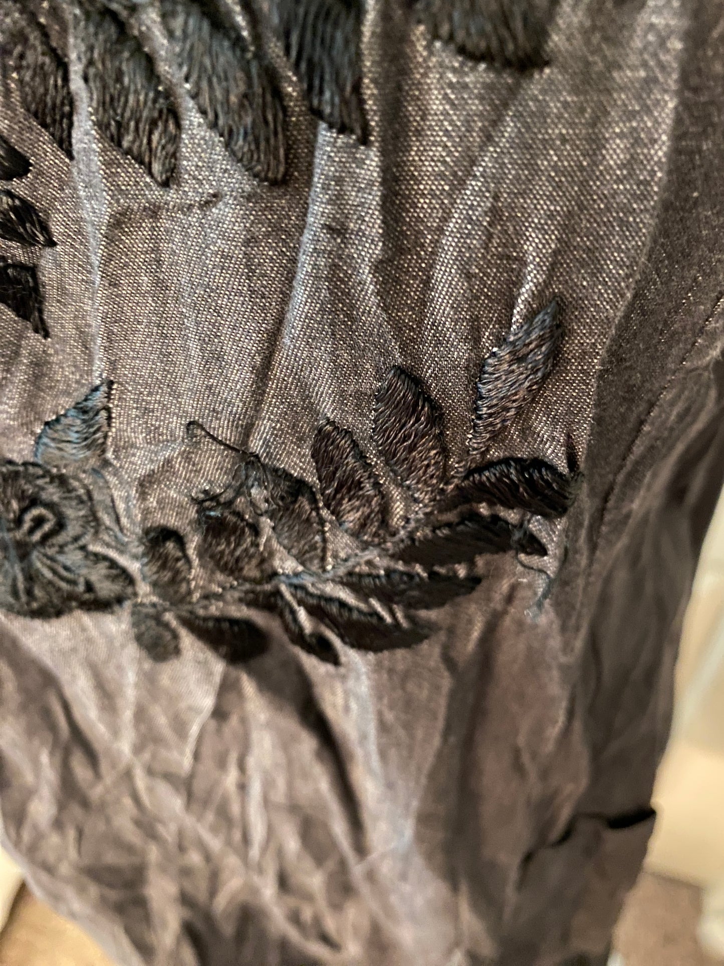 Abrazo Style Full Cotton Grey and Black Ethnic Embroidered Dress with Pockets