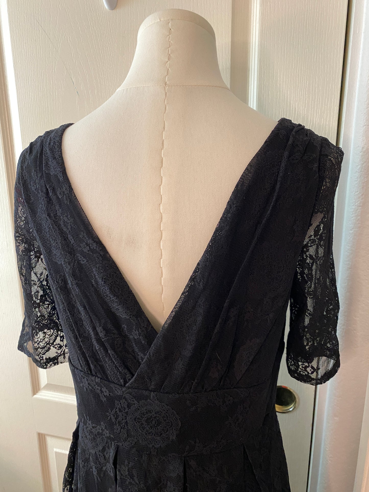 Betsey Johnson Black V Neck Wrap Lace Knee Length Dress (~$30 off retail)!