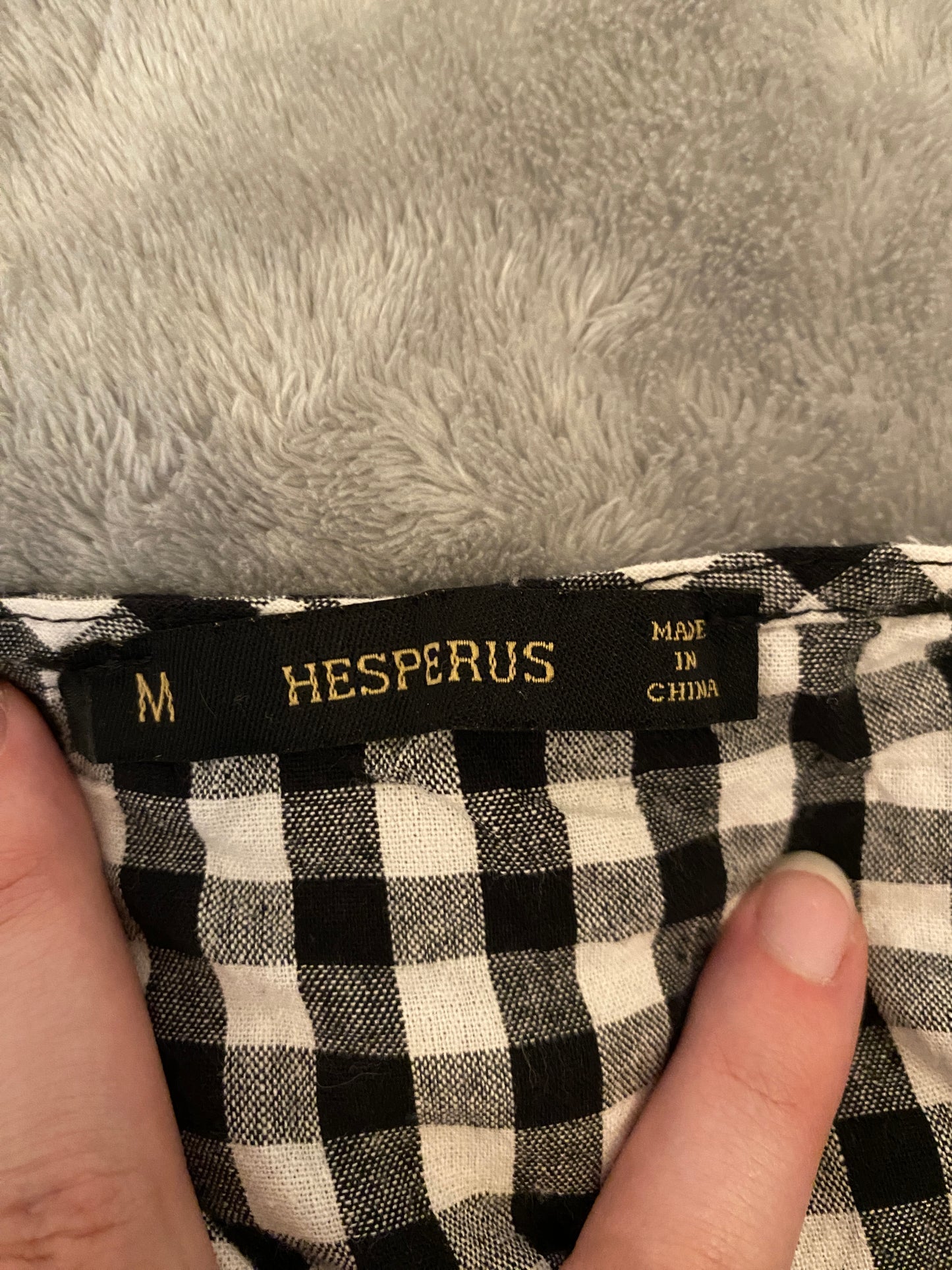 Hesperus Black and White Plaid Sleeveless Button Up Mini Dress Gingham