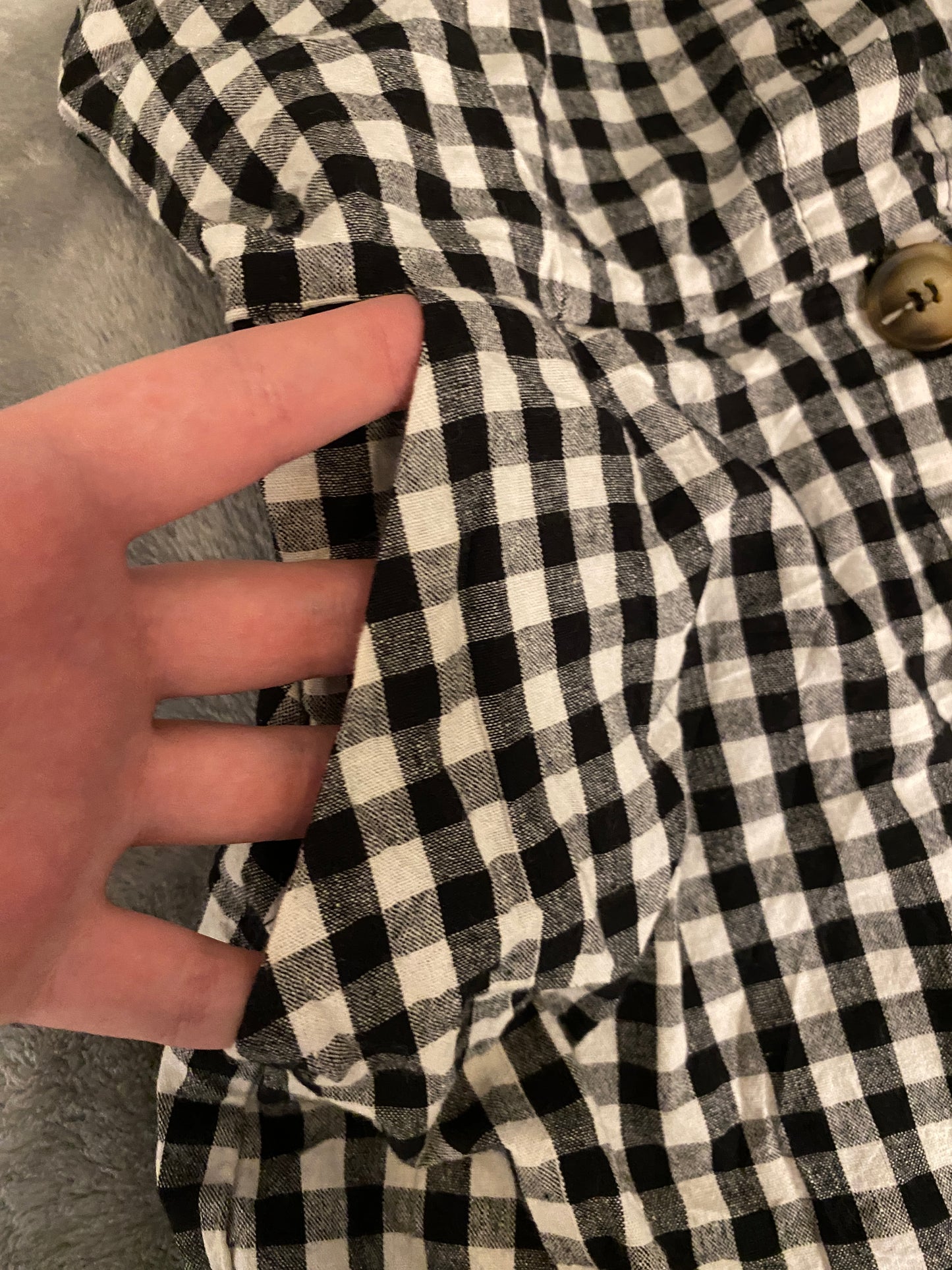 Hesperus Black and White Plaid Sleeveless Button Up Mini Dress Gingham