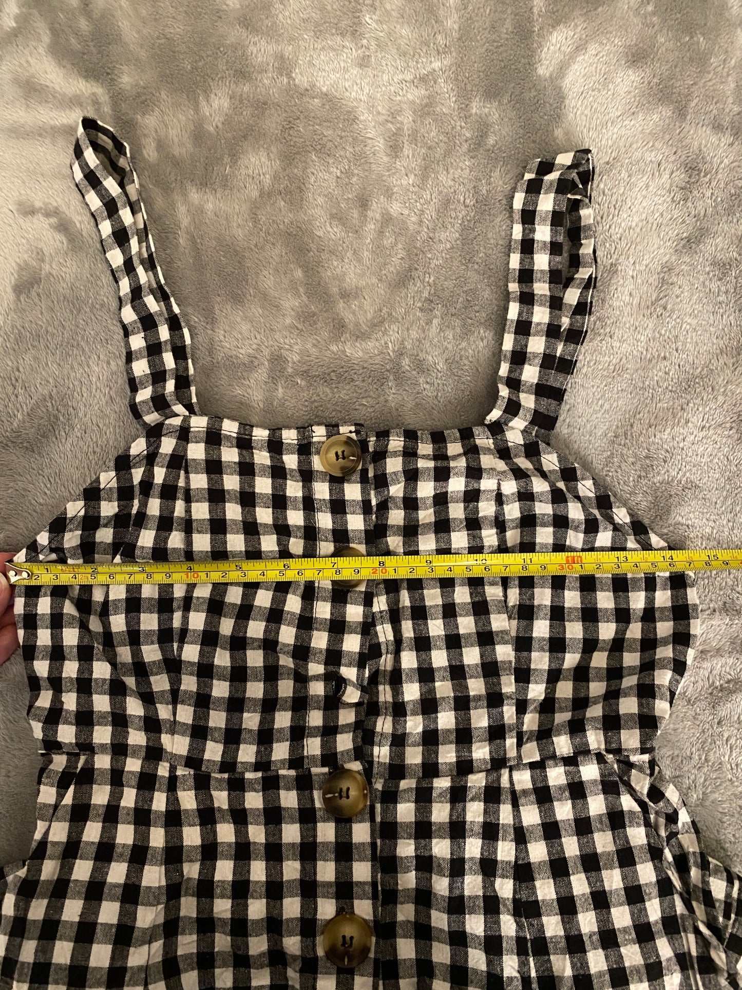 Hesperus Black and White Plaid Sleeveless Button Up Mini Dress Gingham
