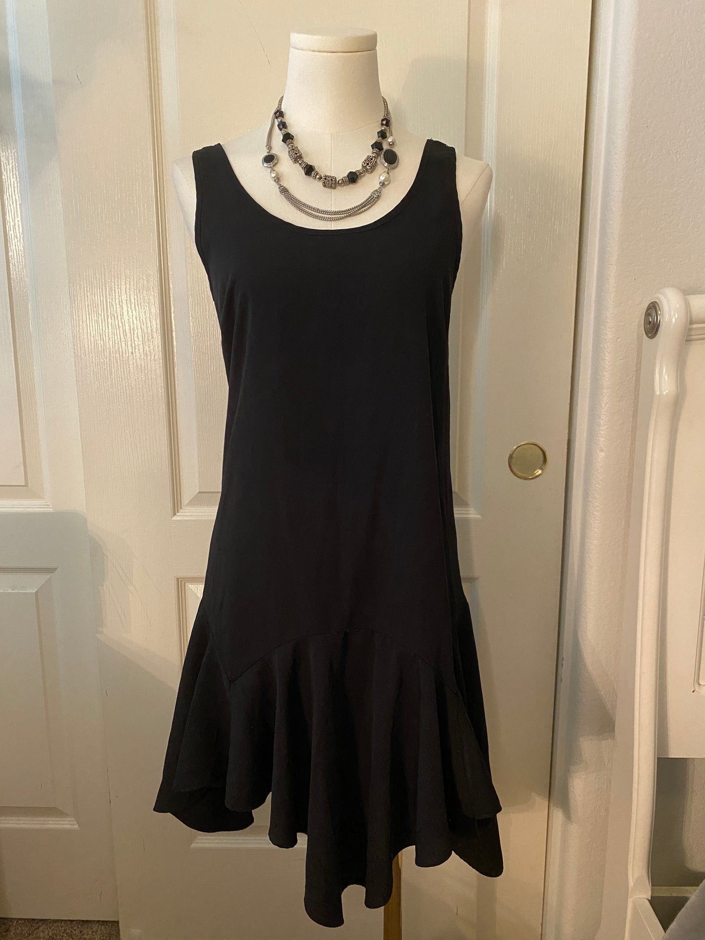 Soprano Black Ruffle Flare Hi Low Sleeveless Neutral Basic Feminine Dress