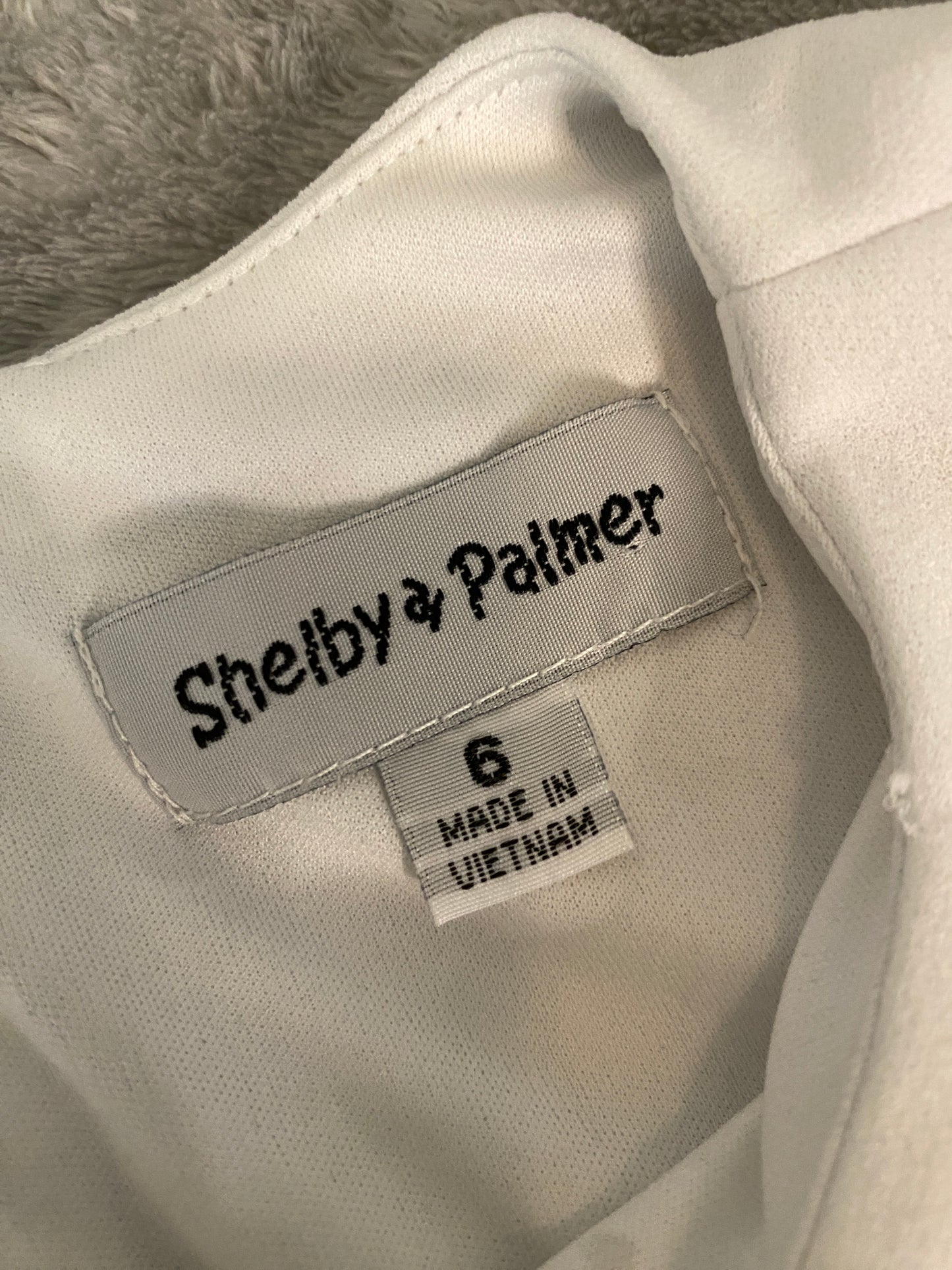 Shelby and Palmer White and Black Plaid Blouson Minimalistic Ruffle Midi Dress