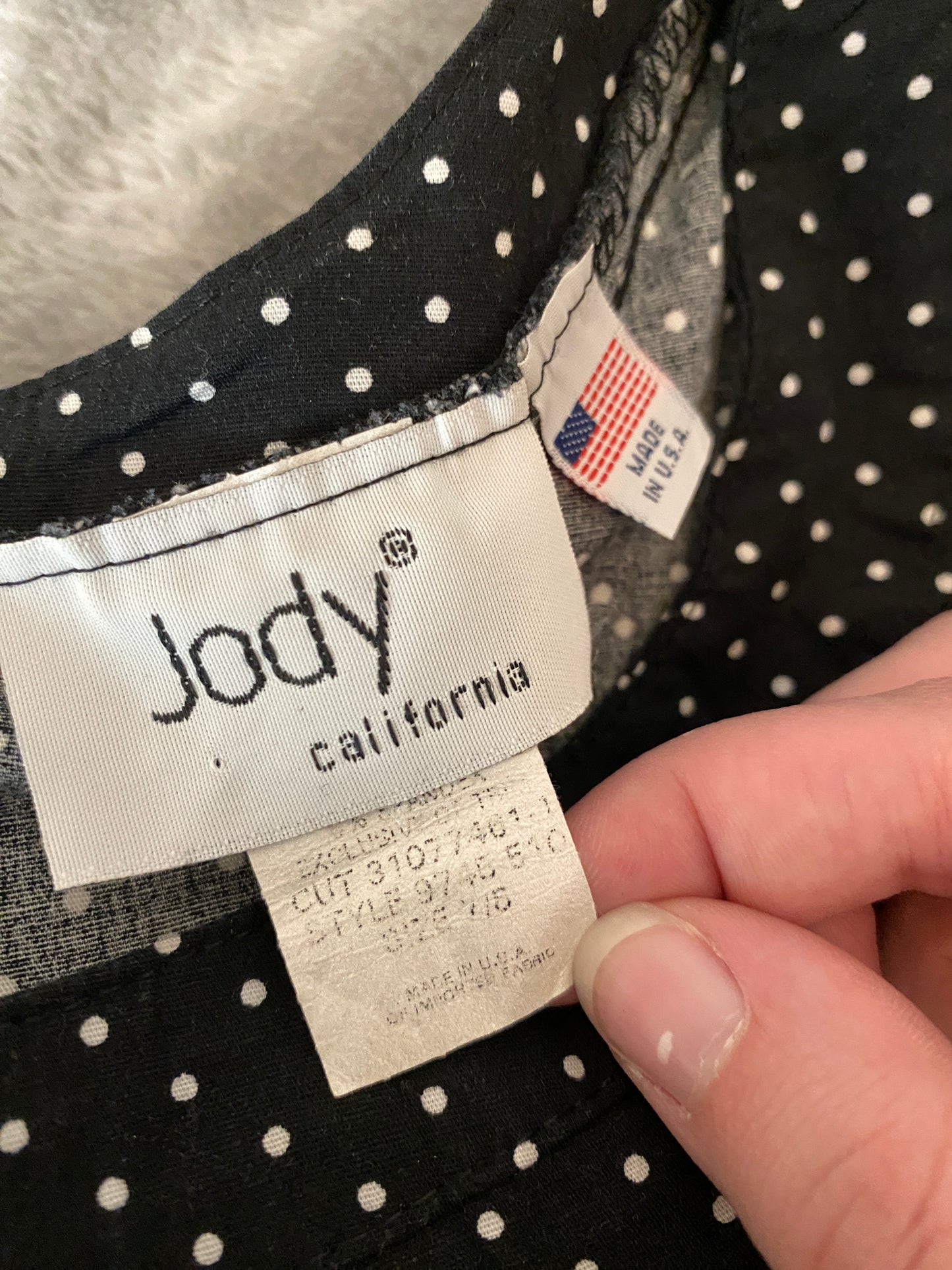 Jody California Black White Yellow Polka Dot Wrap Short Sleeve Summer Dress