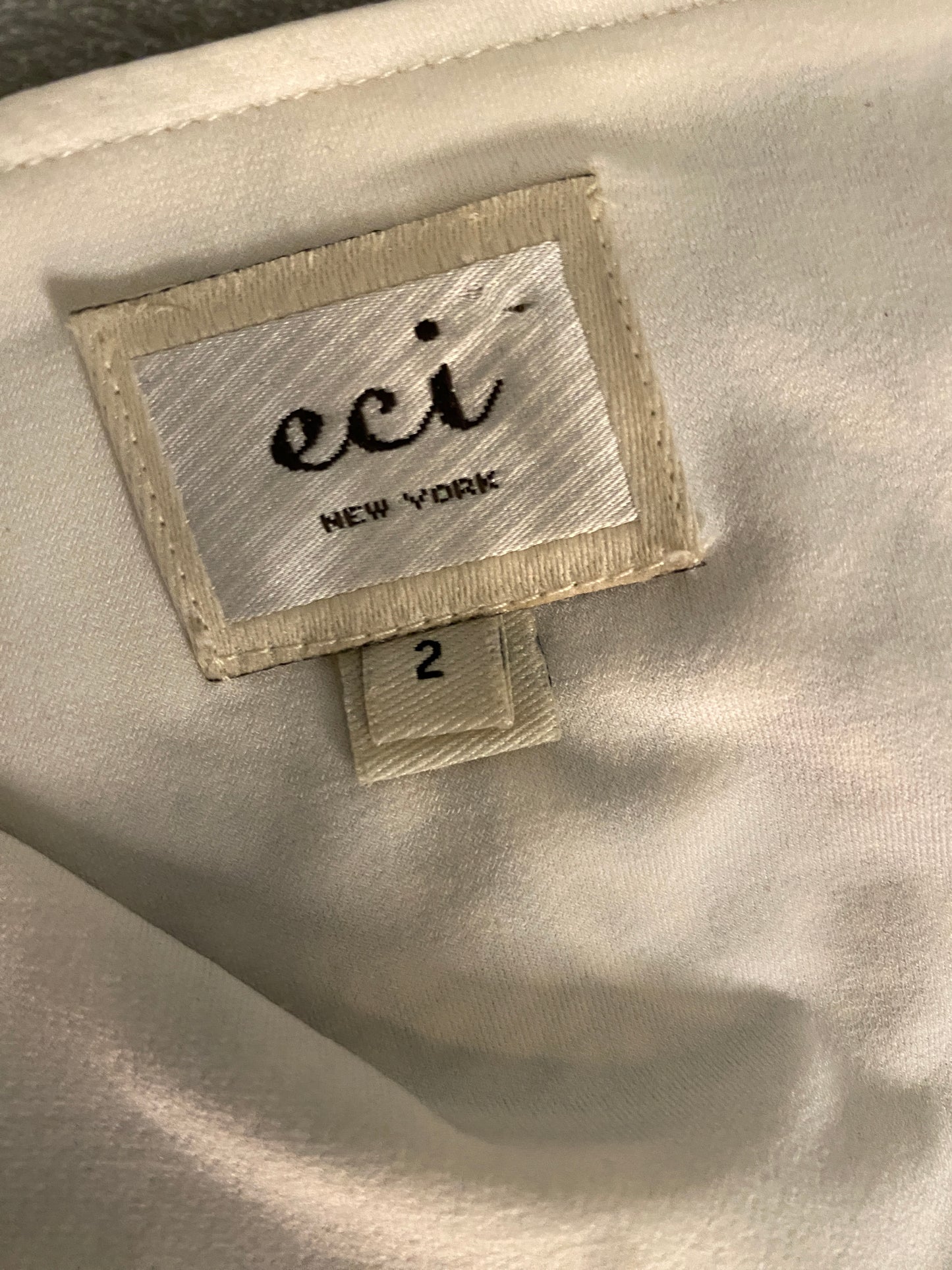 Eci New York White and Black Square Neck Ruffle Flare Sleeve Knee Length Dress