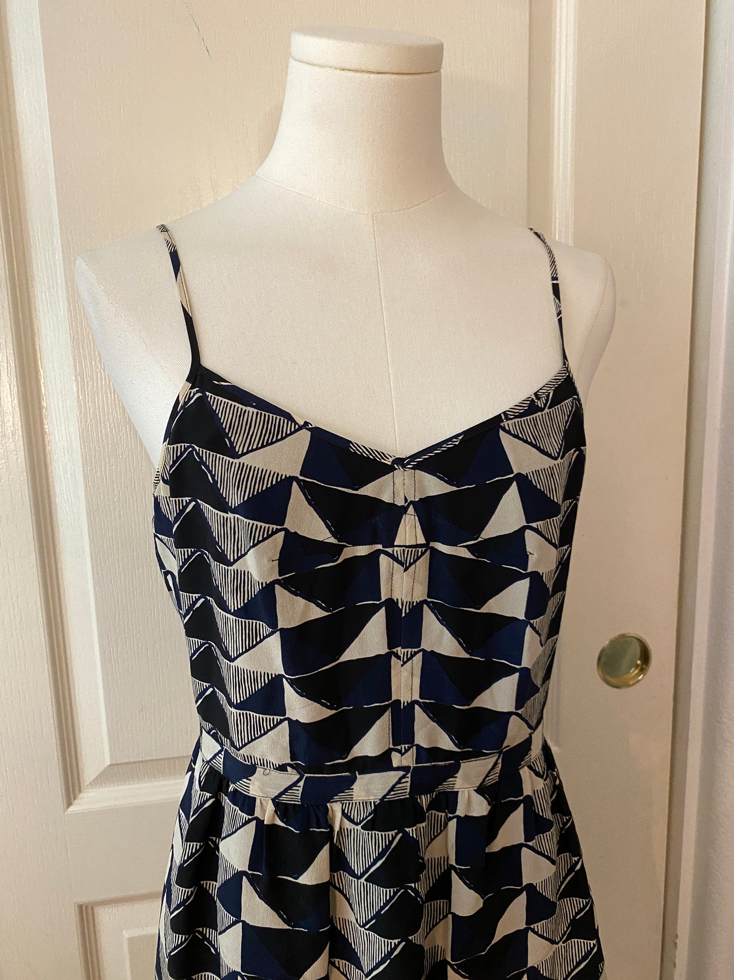Madewell Spaghetti Strap Black and White Pattern Summer Knee Length Dress