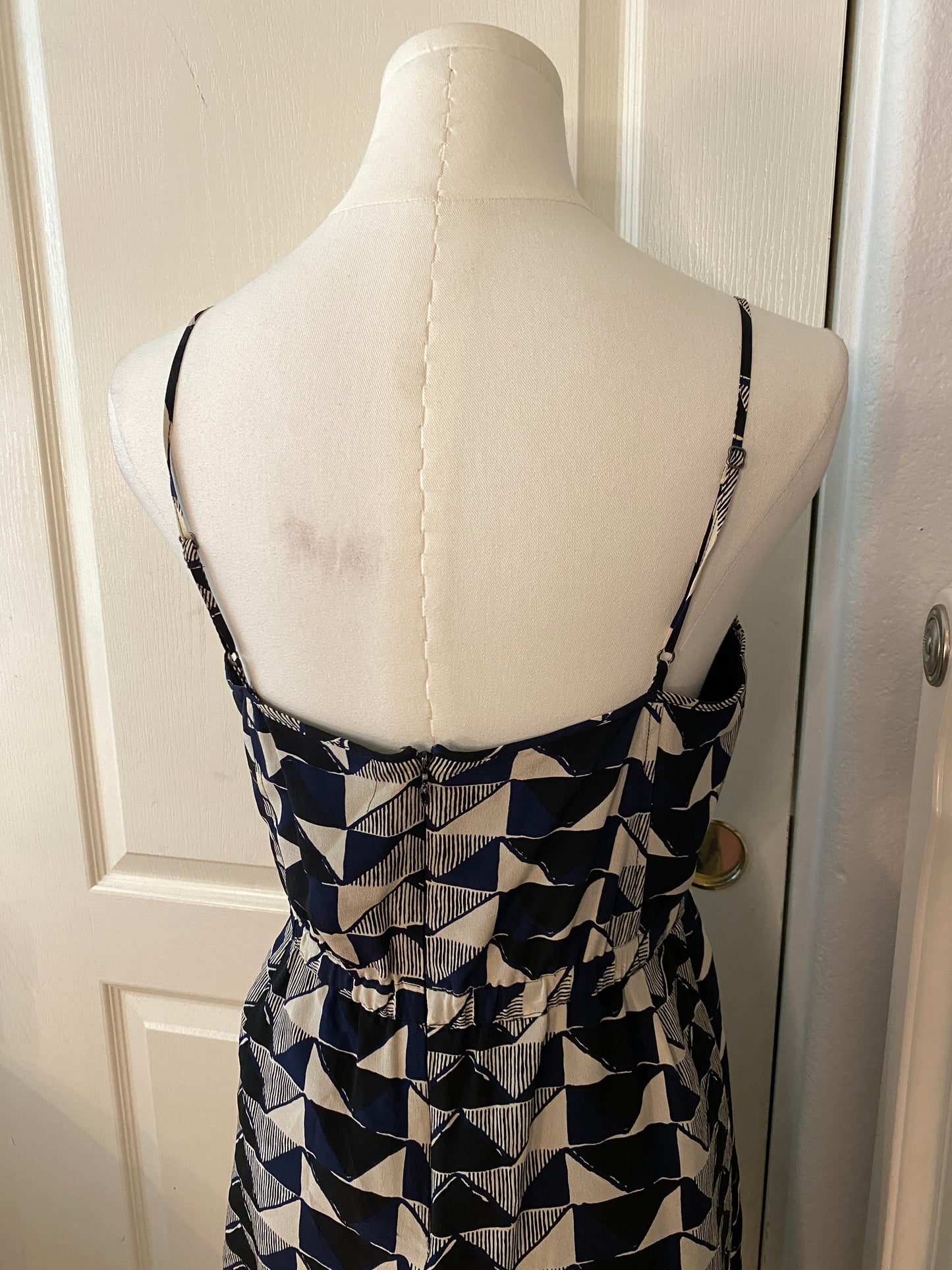 Madewell Spaghetti Strap Black and White Pattern Summer Knee Length Dress