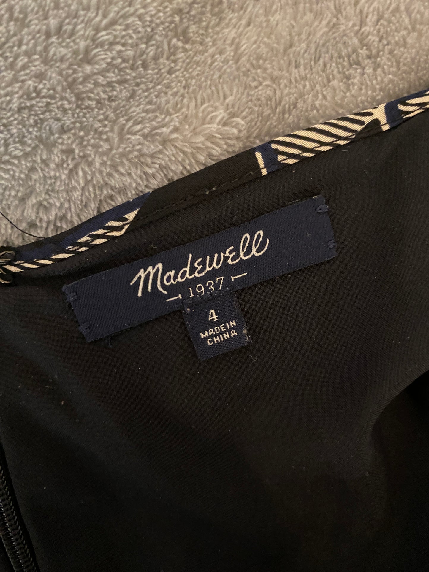 Madewell Spaghetti Strap Black and White Pattern Summer Knee Length Dress
