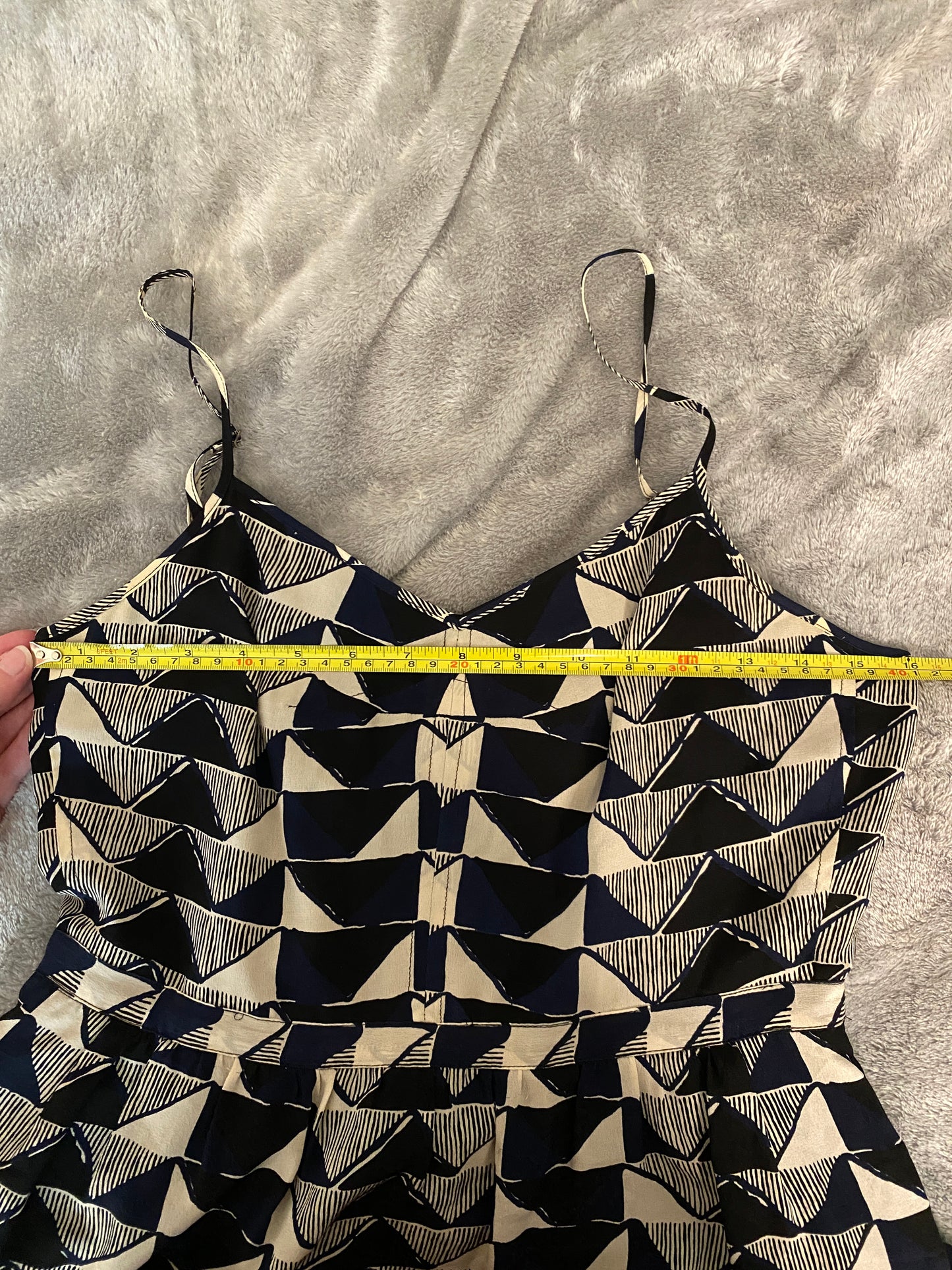 Madewell Spaghetti Strap Black and White Pattern Summer Knee Length Dress