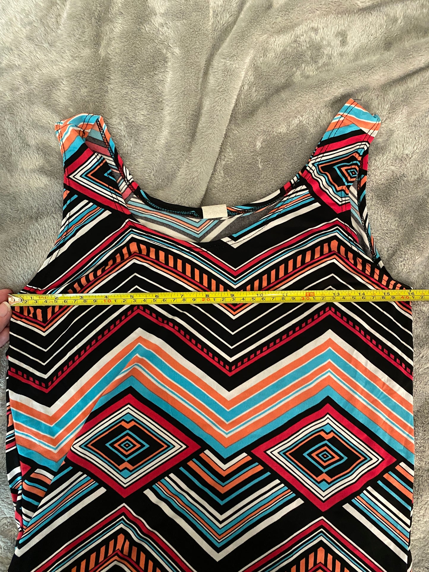 Multicolor Chevron Southwestern Print Long Midi Summer Feminine Tank Dress