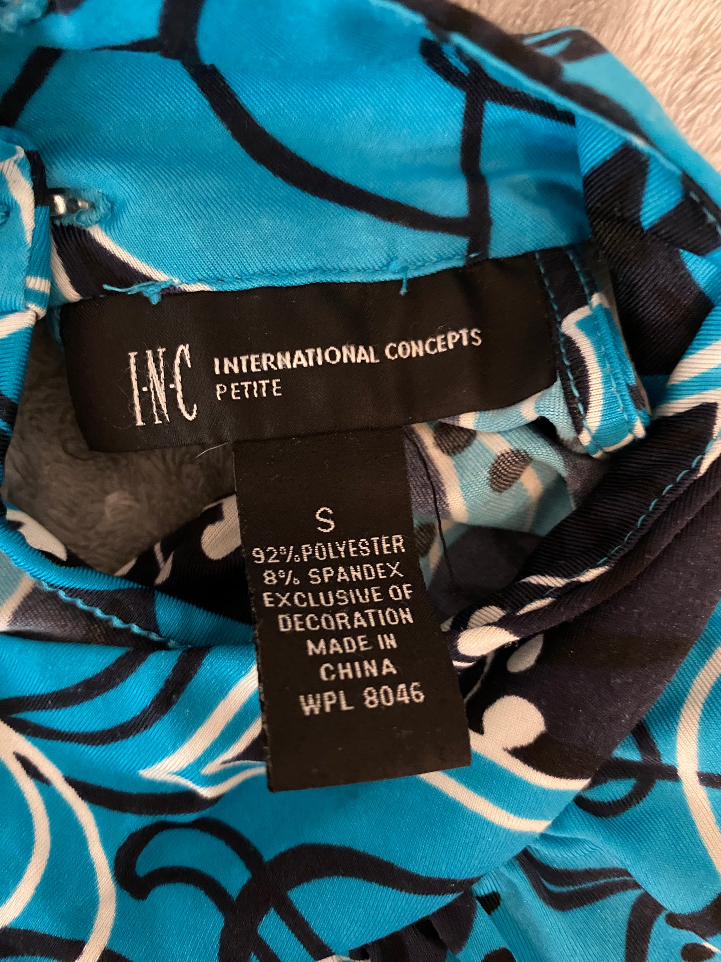 International Concepts Petite Y2k Blue Black Floral Sequin Sleeveless Halter Top