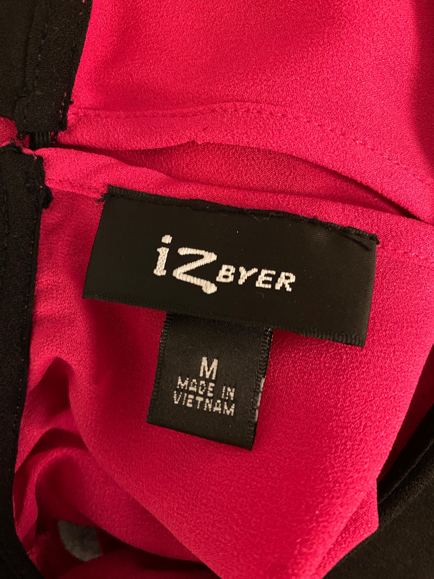 IZ Byer Hot Pink Black Lace Ruffle Sleeveless Feminine Collared Halter Top