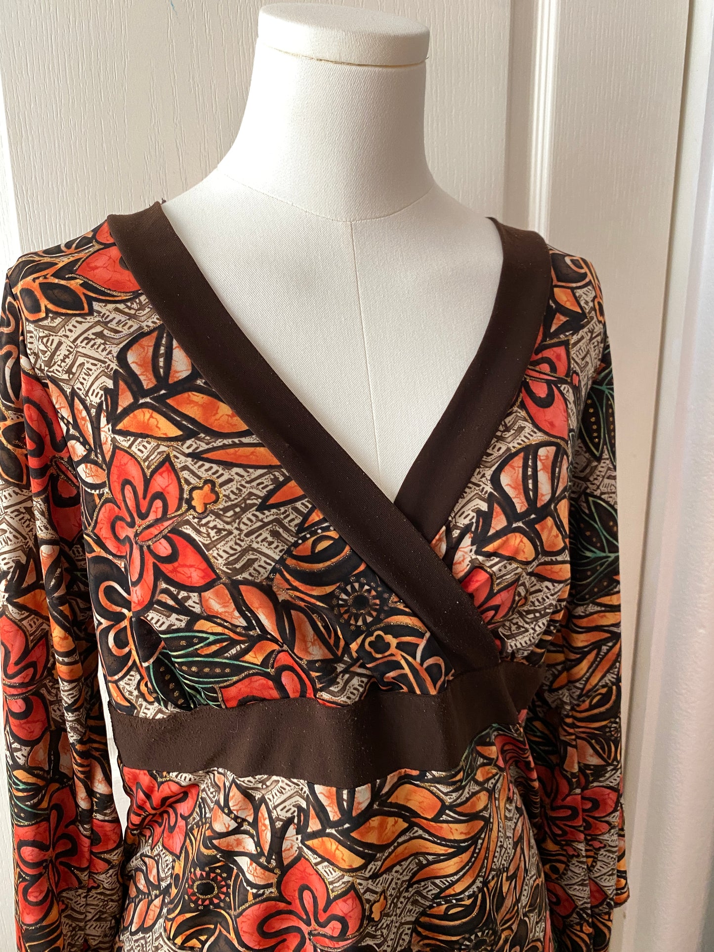 Fashion Bug Autumn Fall Long Sleeve Wrap Floral Y2k Inspired Blouse Top