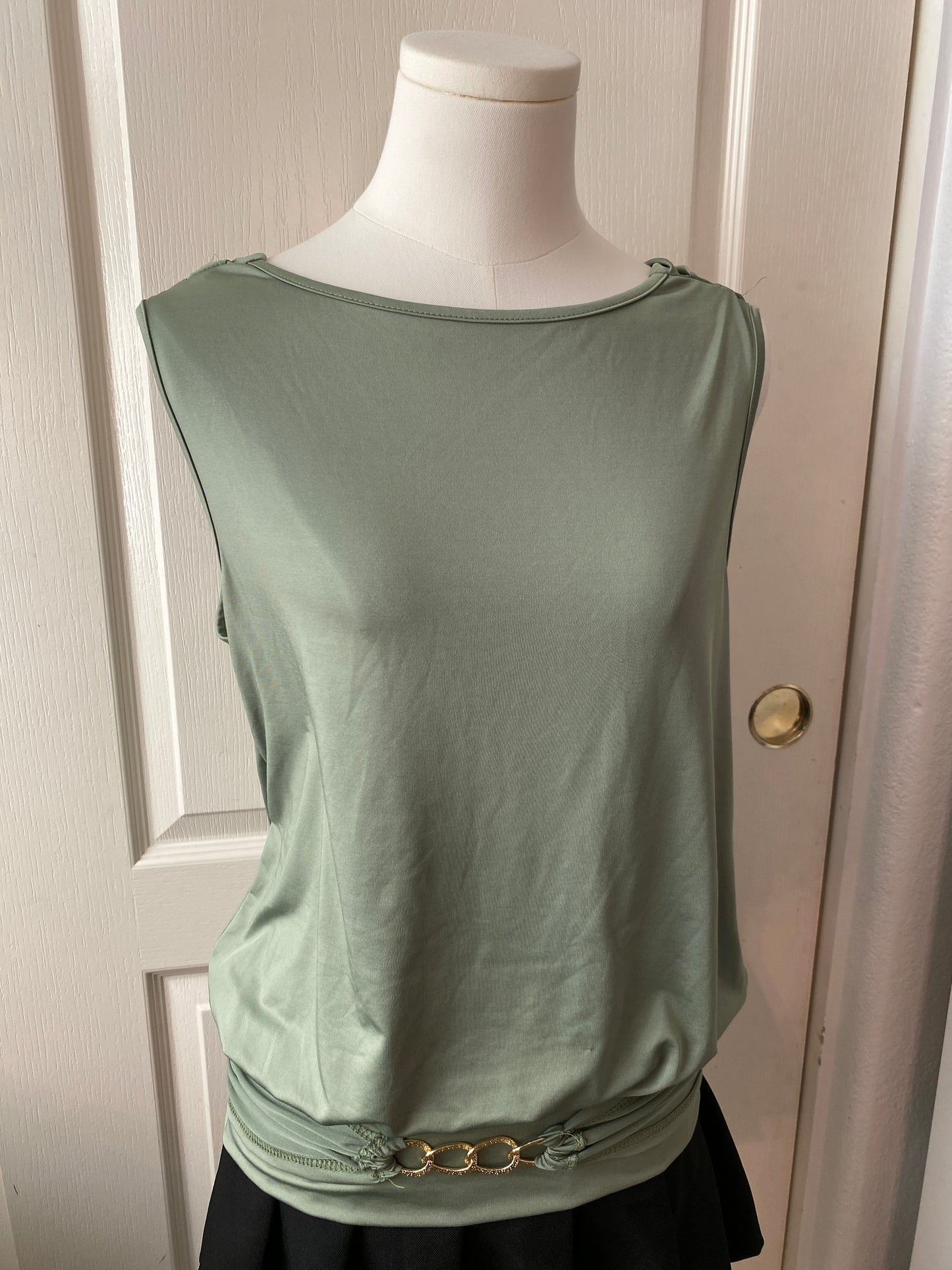 Green and Gold Sleeveless Summer Casual Feminine Tank Top