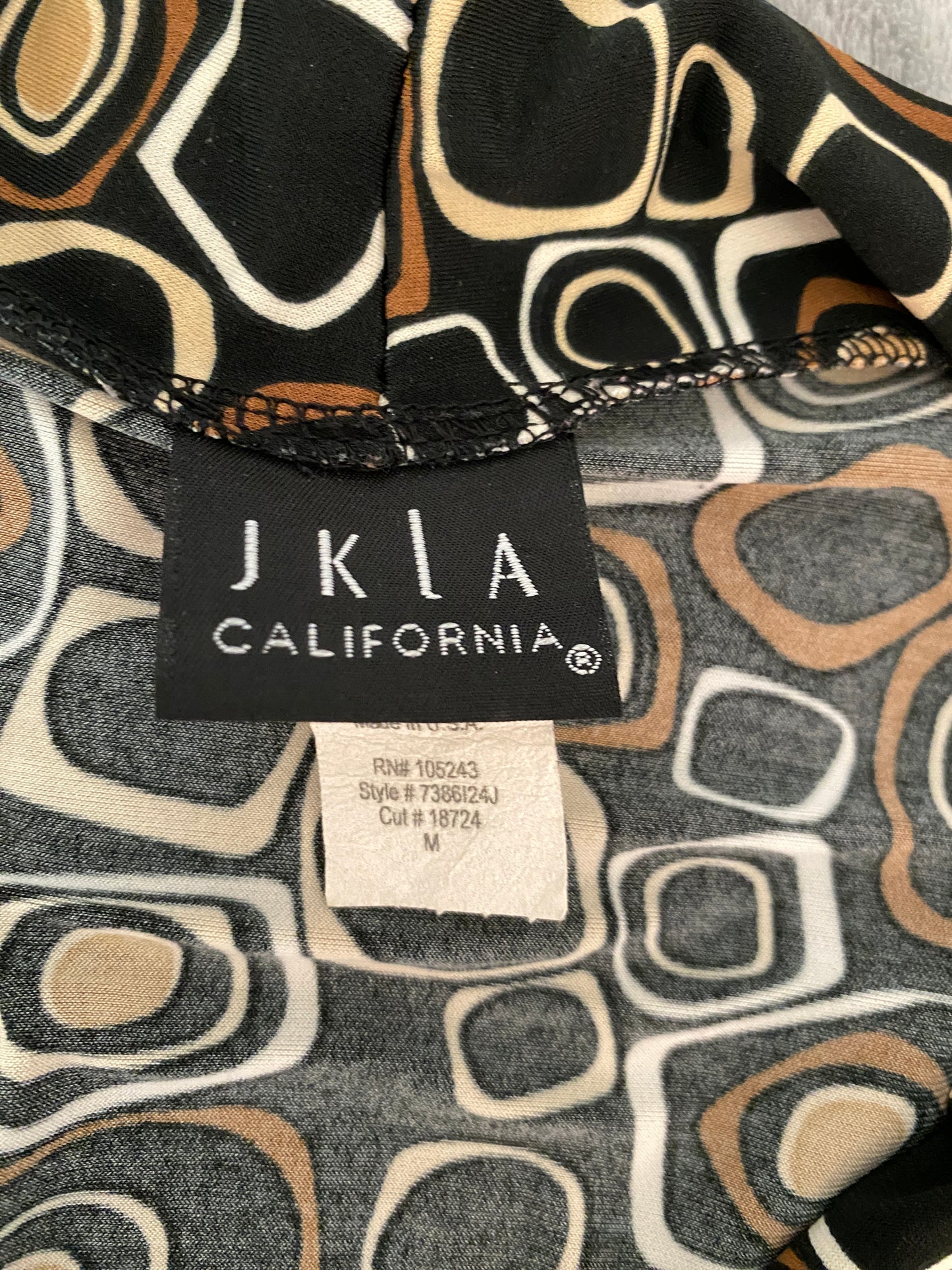 JKLA California Black and Brown Squares V Neck Wrap Sleeveless Blouse Top