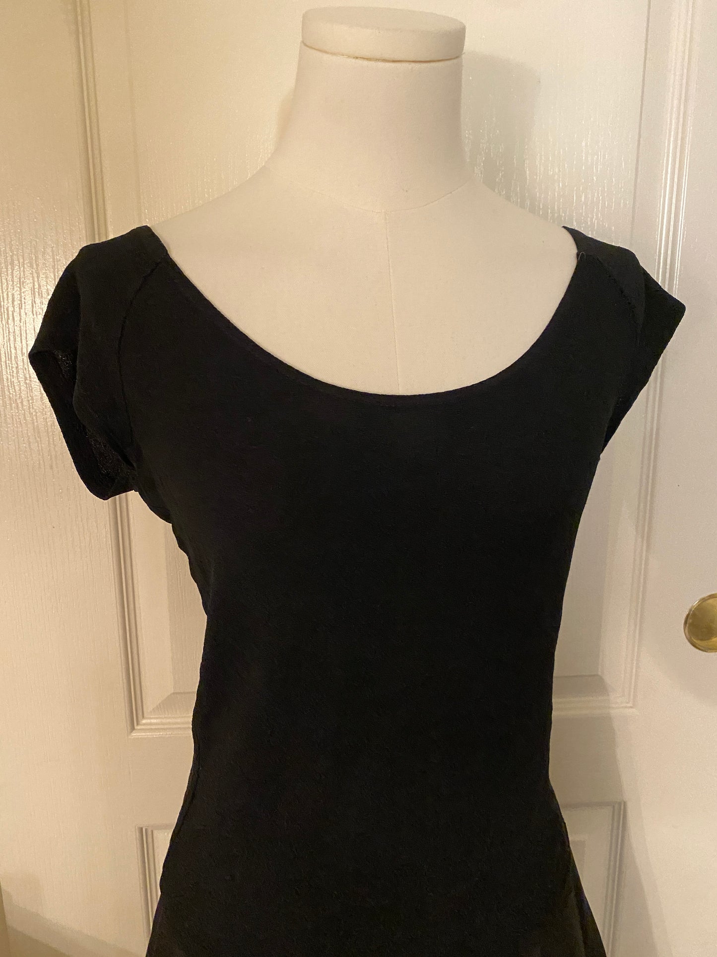 To the Max Black Wide Neck Short Sleeve Minimalistic Casual Top Tunic Shirt
