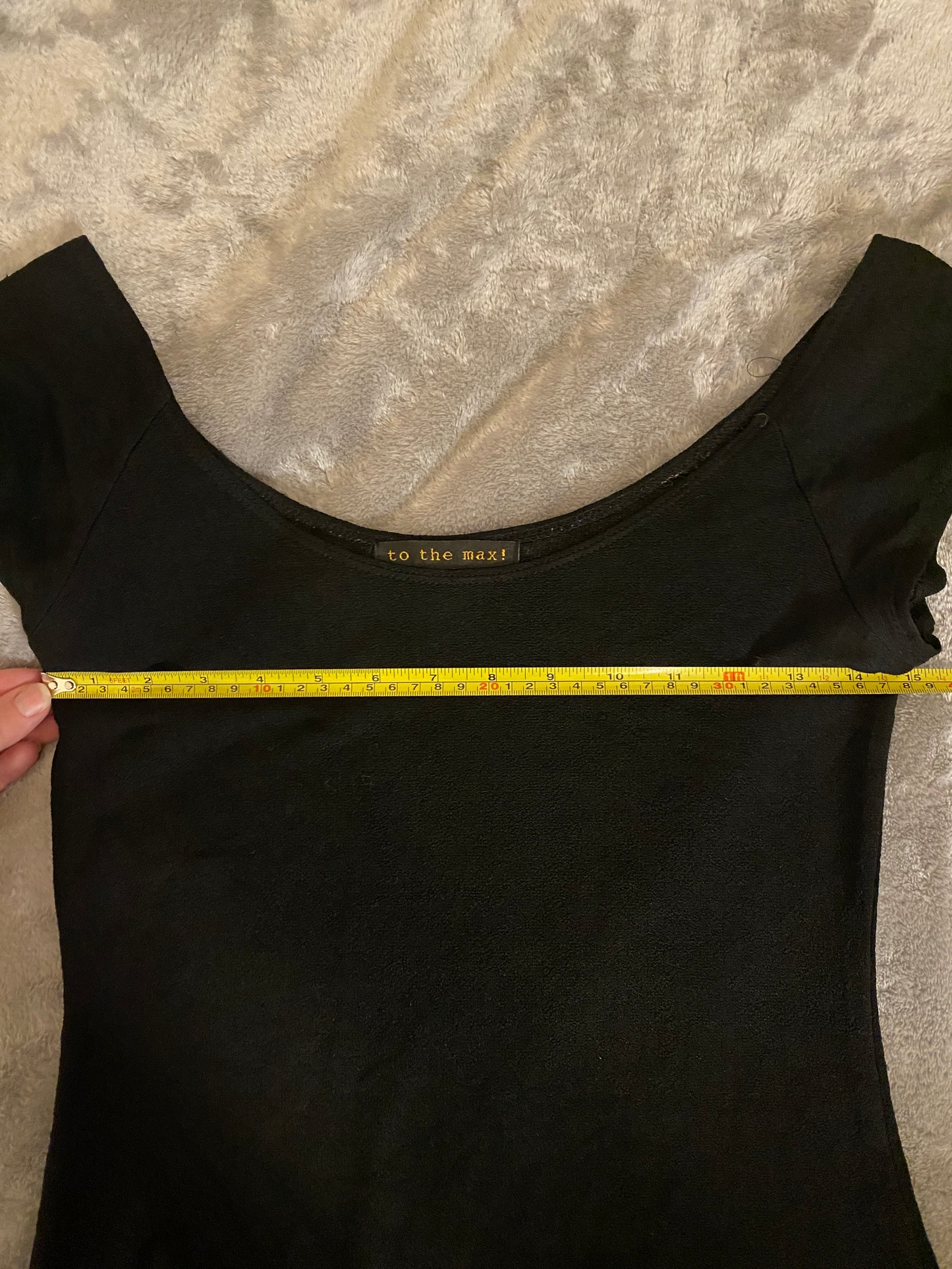 To the Max Black Wide Neck Short Sleeve Minimalistic Casual Top Tunic Shirt
