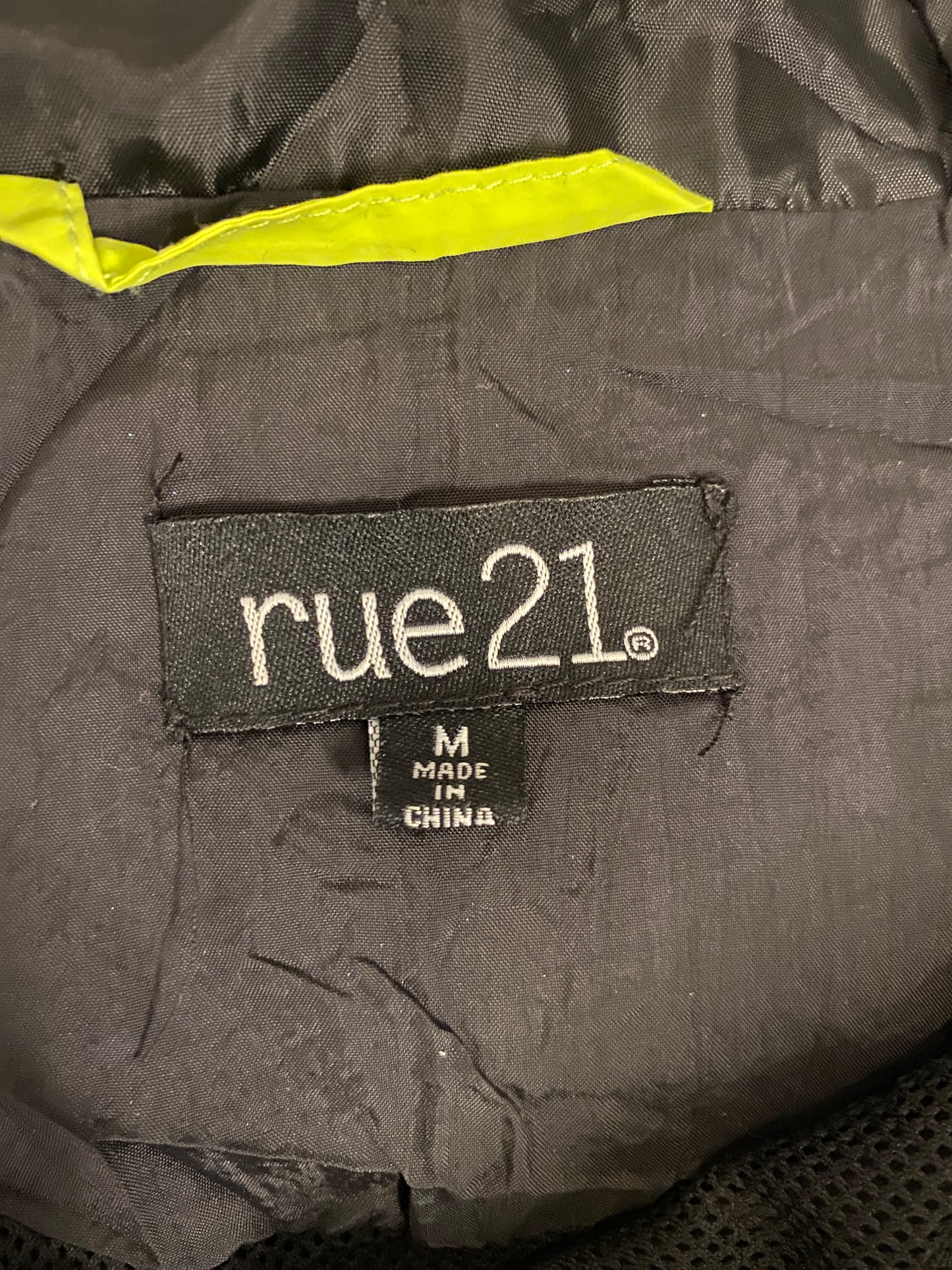 Rue 21 Multicolor Windbreaker Short Outdoor Hooded Zip Button Up Rain Jacket