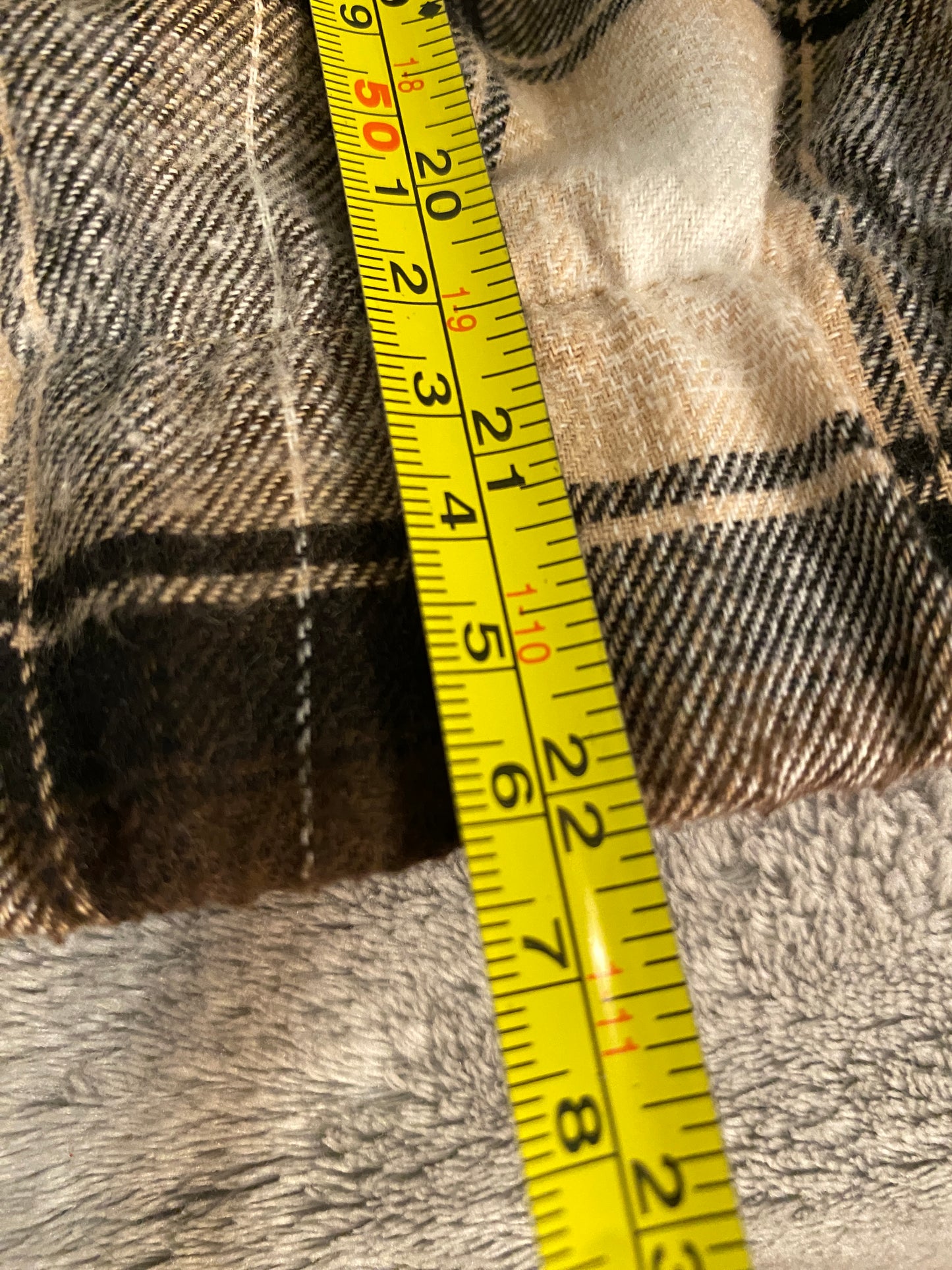 New Look Plaid Brown Tan Autumn Fall Zip Up Hooded Jacket Hoodie