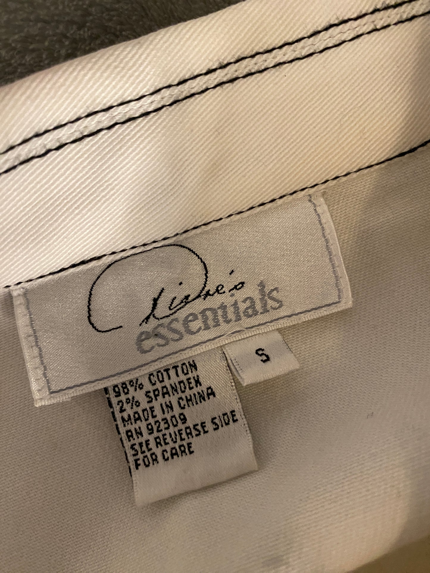 Diane's Essentials Button Up White and Black Embroidered Floral Jacket Coat
