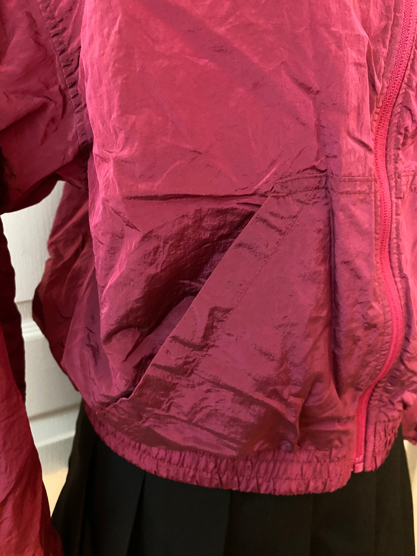 Hot Pink Outerwear Windbreaker Long Sleeve Rain Coat Zip Up Jacket