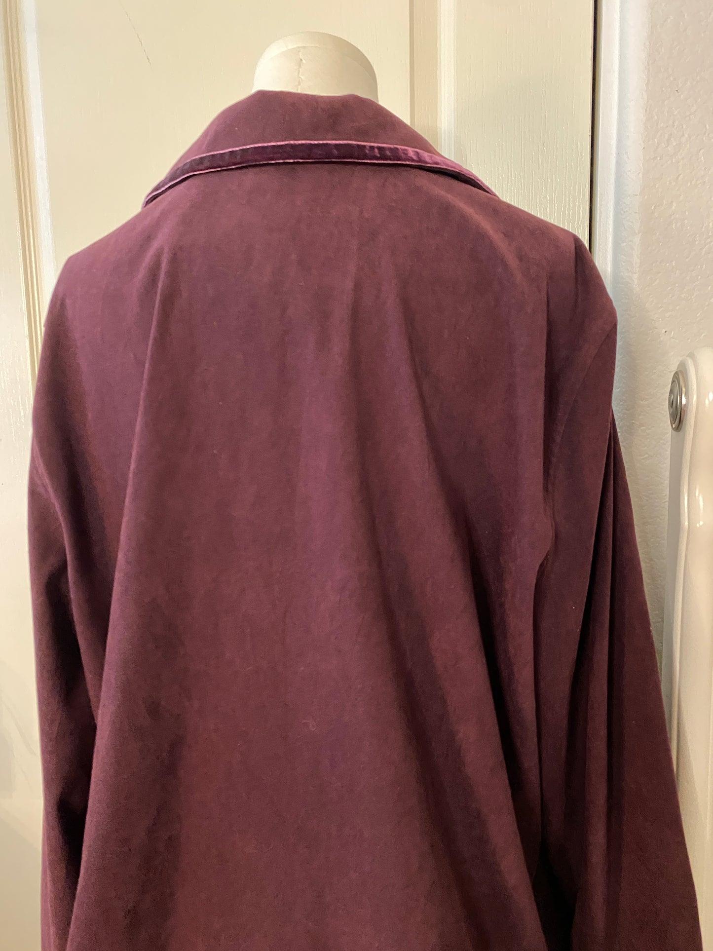 Purple Whimsigoth Floral Detail Long Sleeve Button Up Autumn Jacket Coat