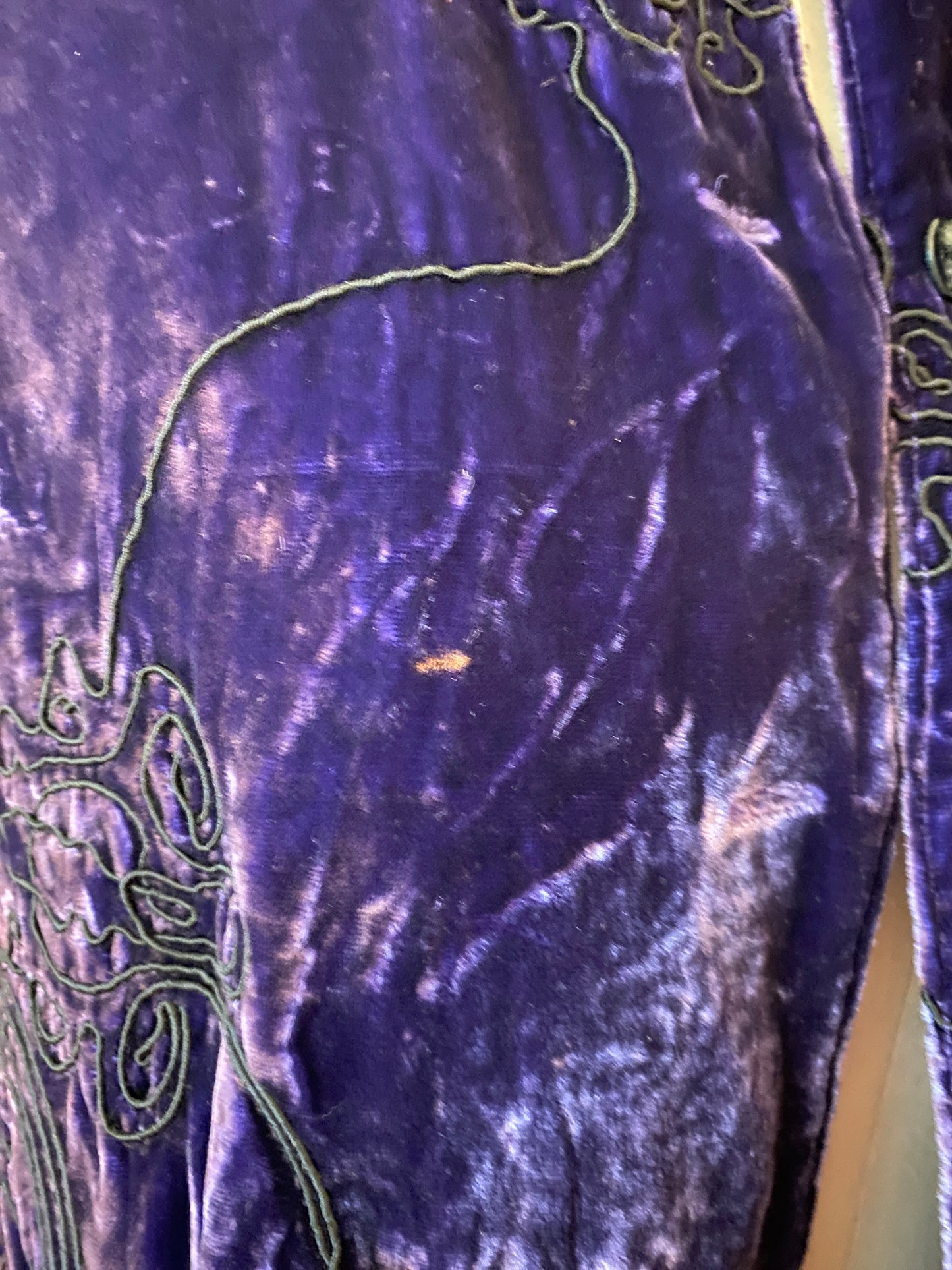 Chico's Purple and Black Embroidered Whimsigoth Long Sleeve Button Up Jacket
