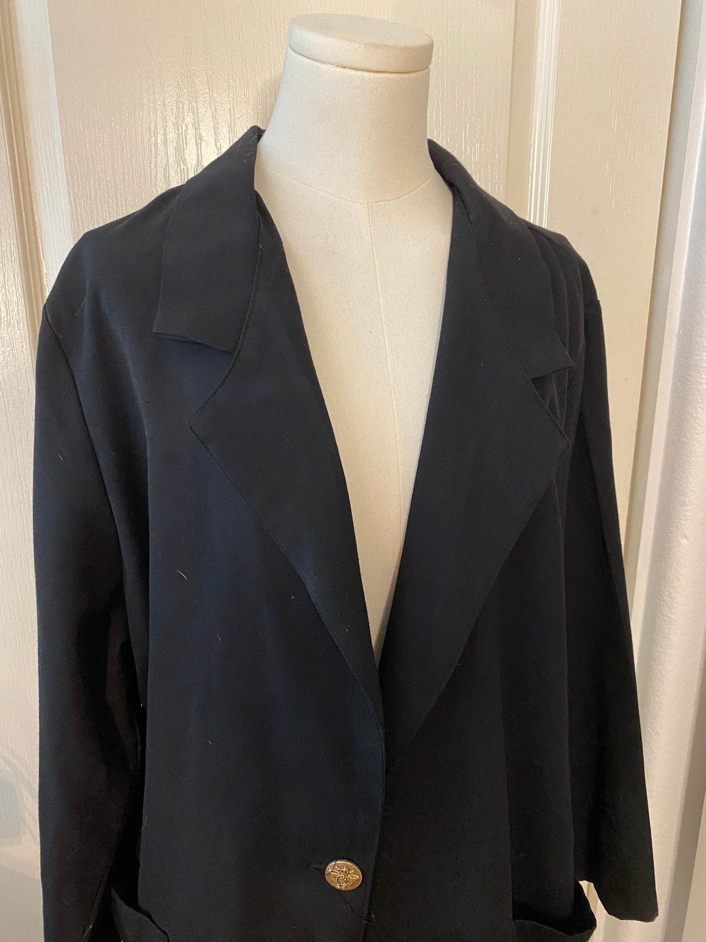 Alice Stuart Vintage 90's Black Long Sleeve Lapel Collar Button Coat Blazer