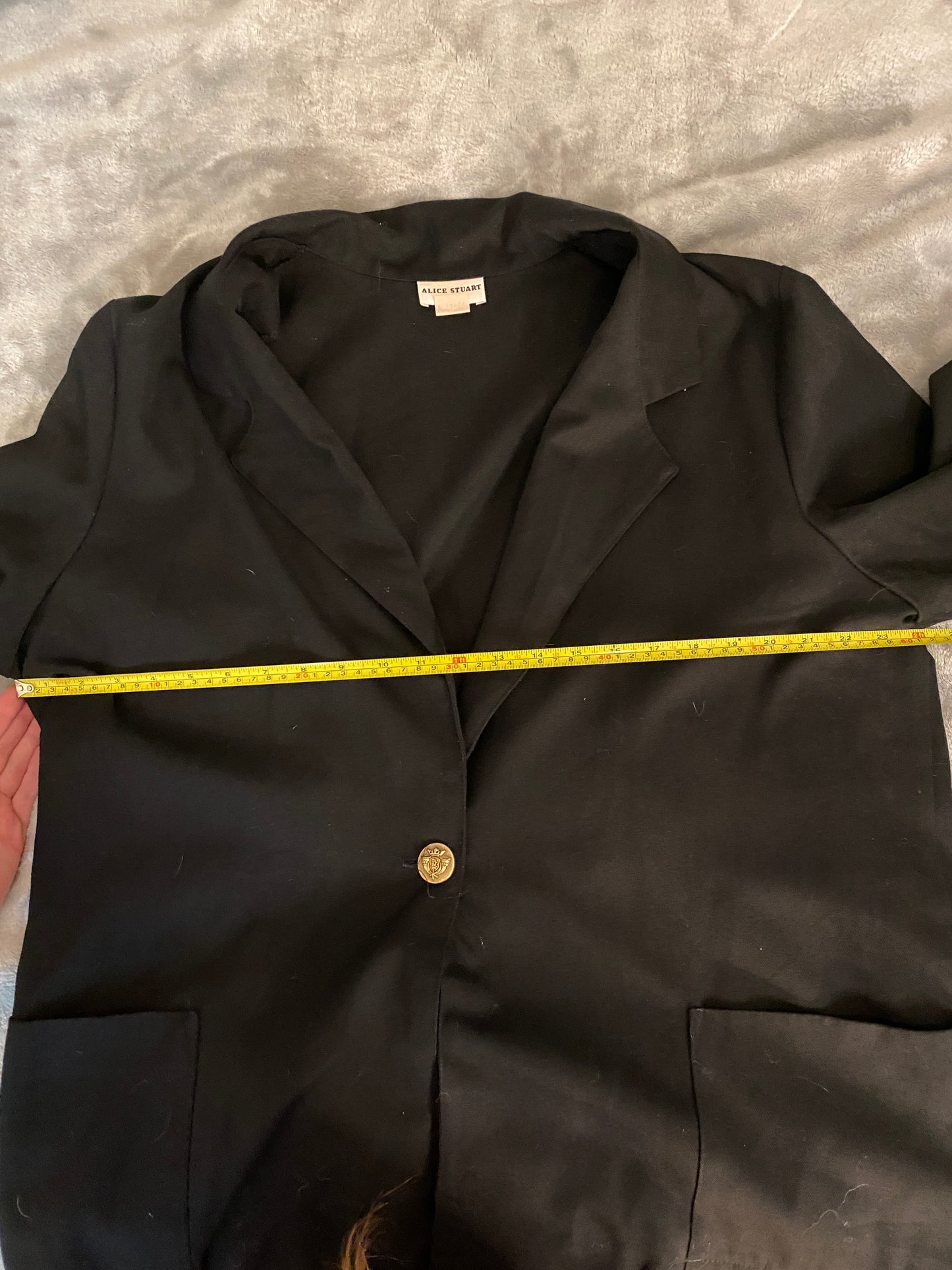 Alice Stuart Vintage 90's Black Long Sleeve Lapel Collar Button Coat Blazer