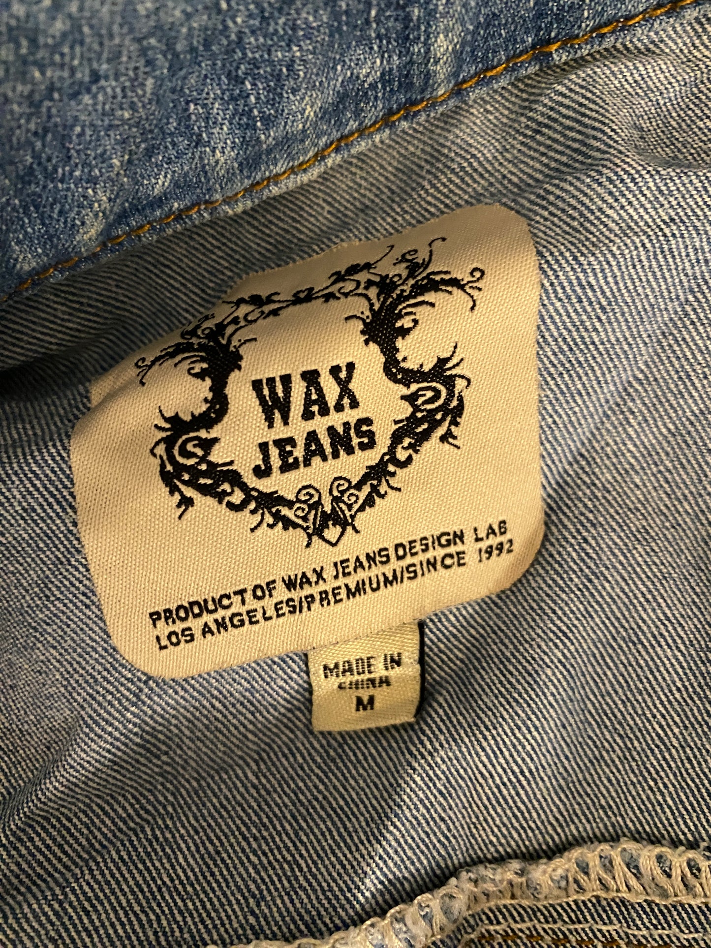 Wax Jeans Button Up Blue Ombre Pattern Sleeveless Jean Jacket Vest