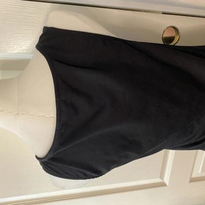 Solemio Black Deep Pocket Button Strap Tank Summer Knee Length Dress