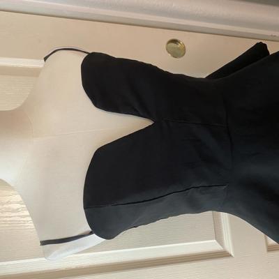 Deb Black Spaghetti Strap Flare Formal Elegant Dip Neckline Feminine Dress