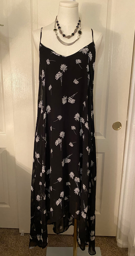 Ana A New Approach Black and White Floral High Low Maxi Summer Dress