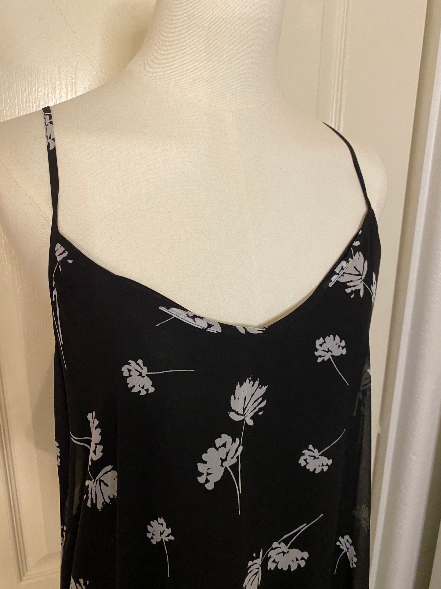 Ana A New Approach Black and White Floral High Low Maxi Summer Dress