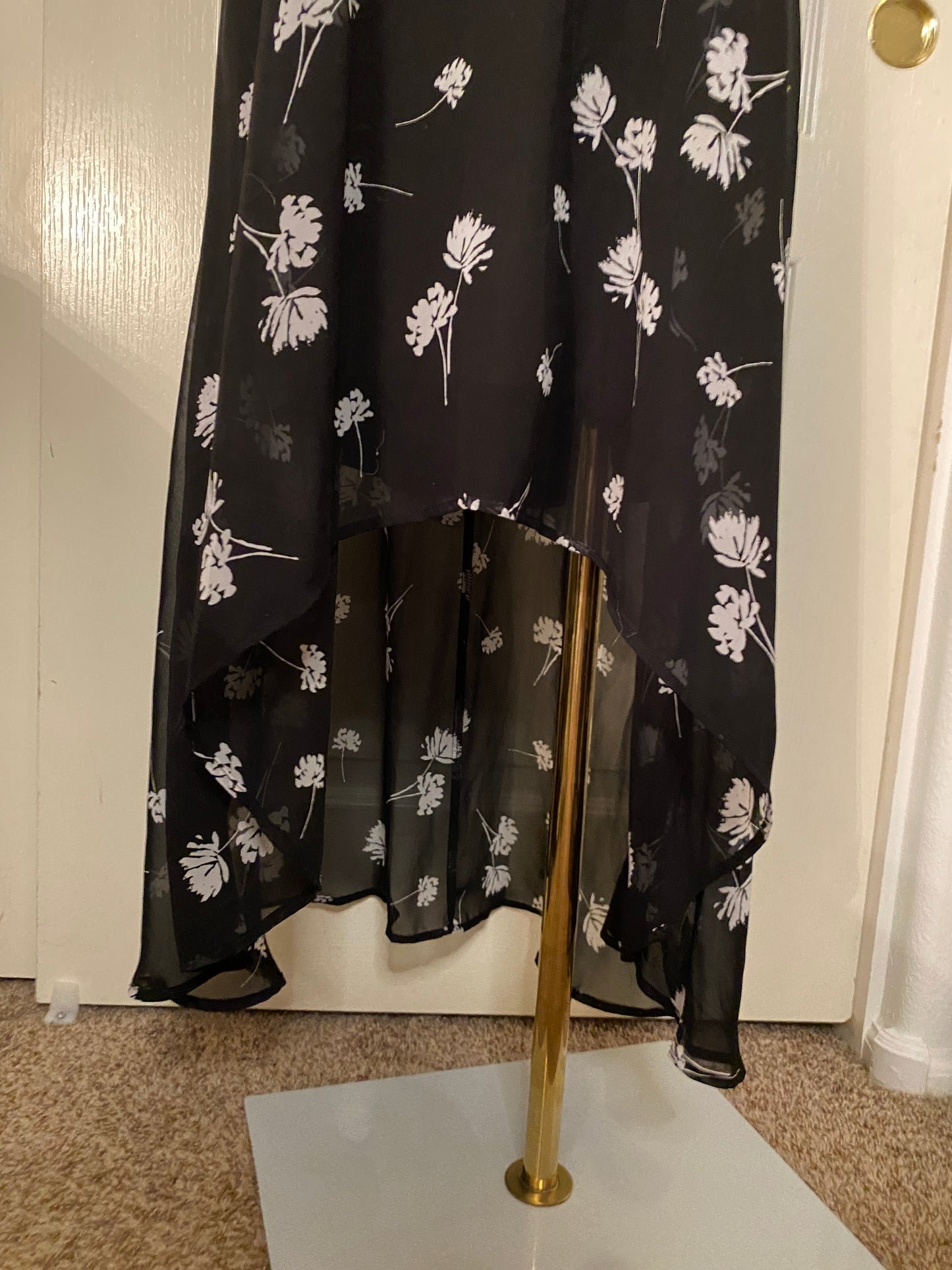Ana A New Approach Black and White Floral High Low Maxi Summer Dress