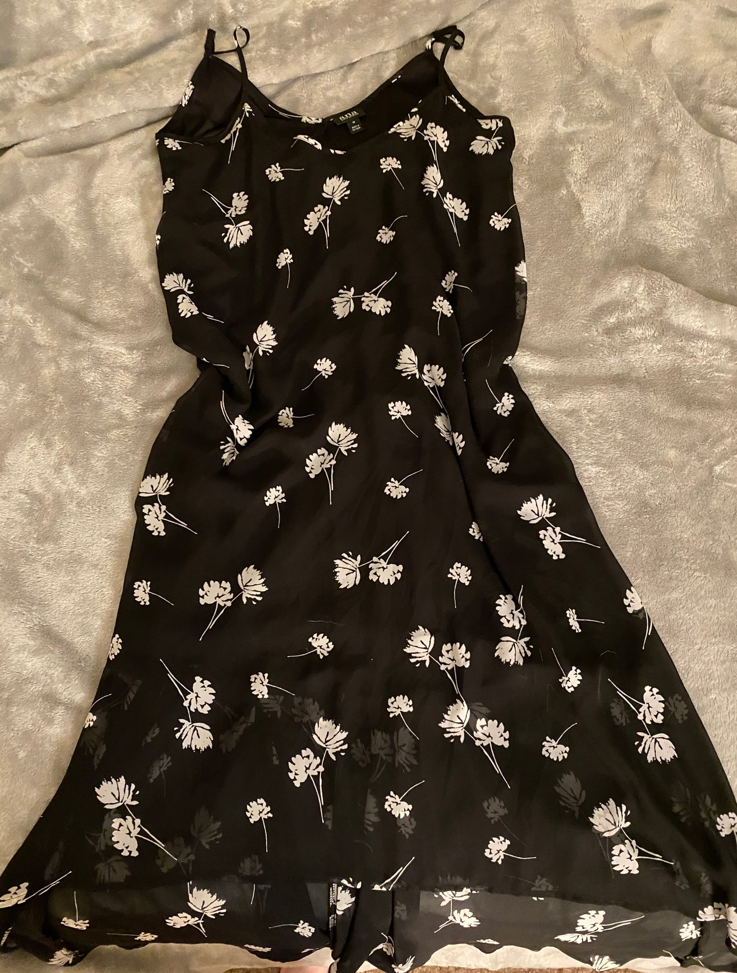 Ana A New Approach Black and White Floral High Low Maxi Summer Dress