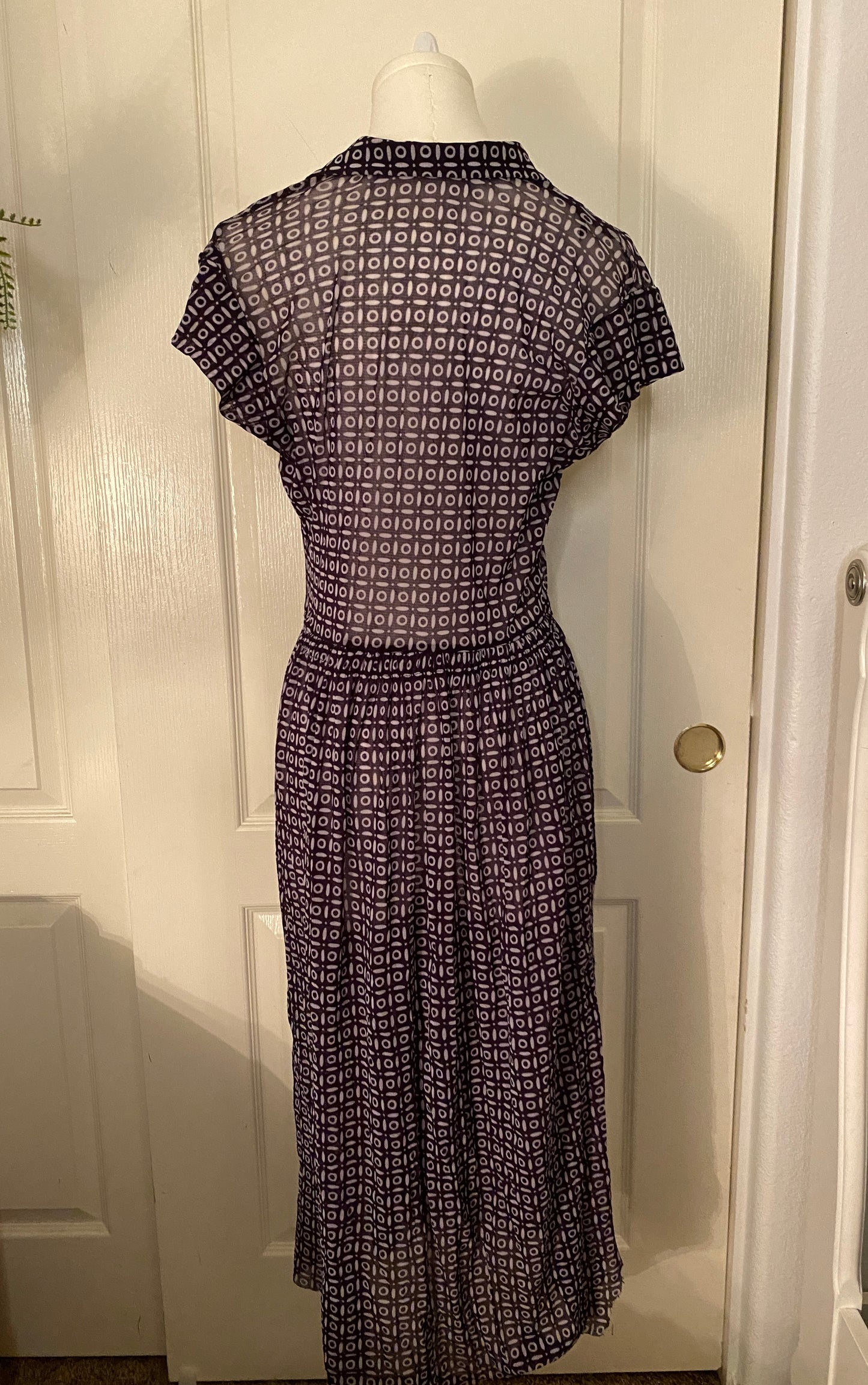 Weston Button Up Thin See-Thru Collared Maxi Dress