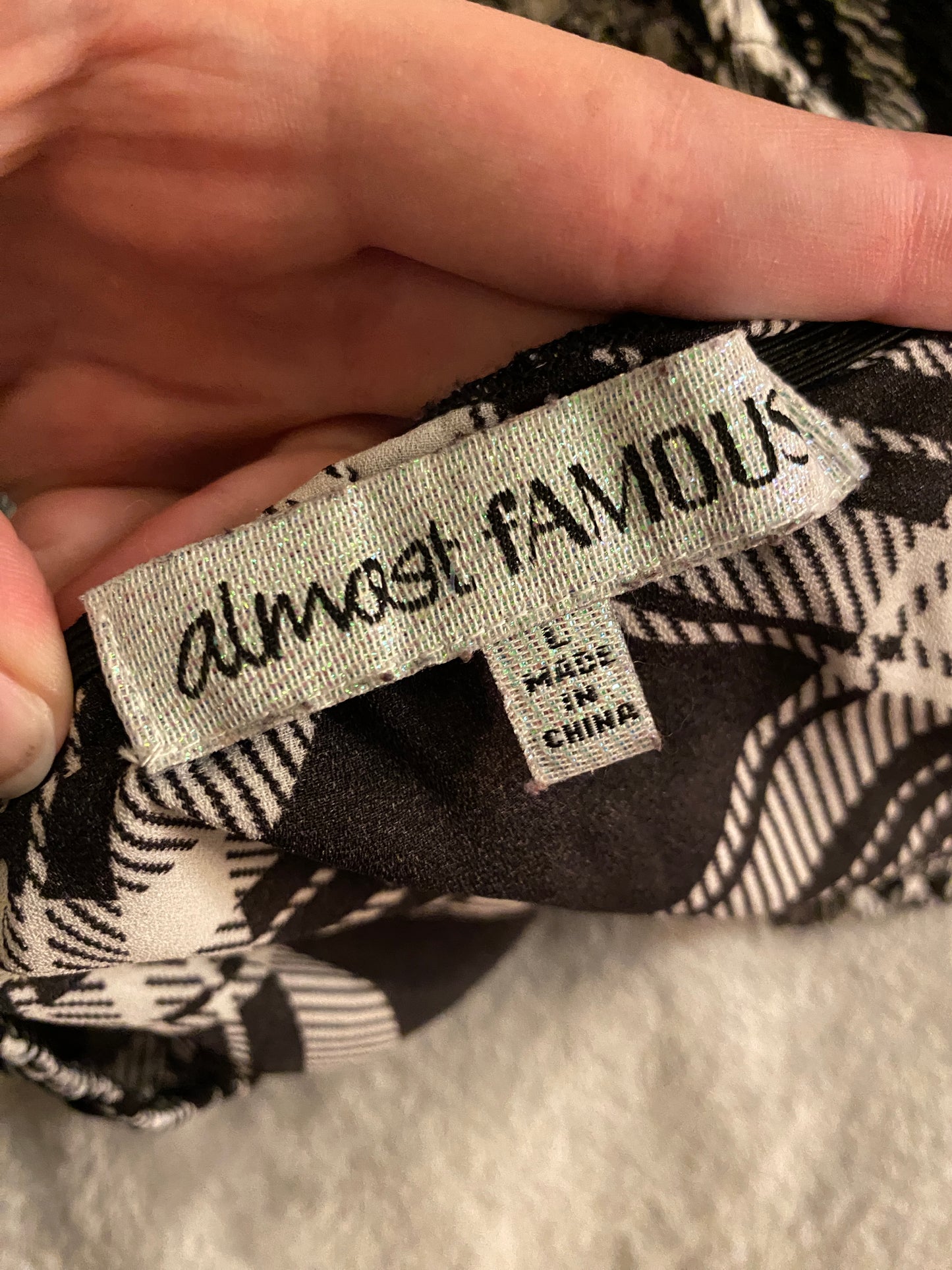 Almost Famous Plaid Black and White Long Sleeve Ruffle Knee Length Dress