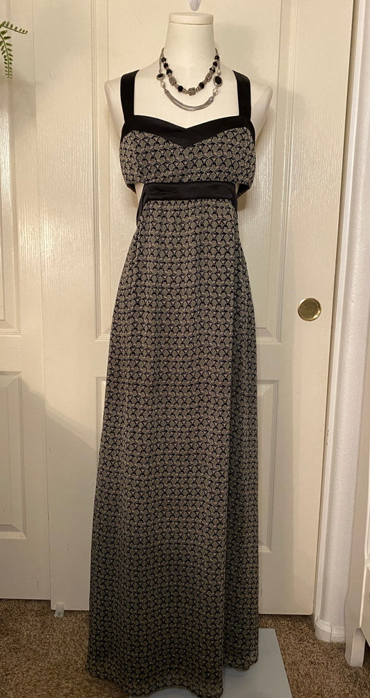 Brown and Black Long Pattern Maxi Dress Formal Casual Neutral Elegant Summer