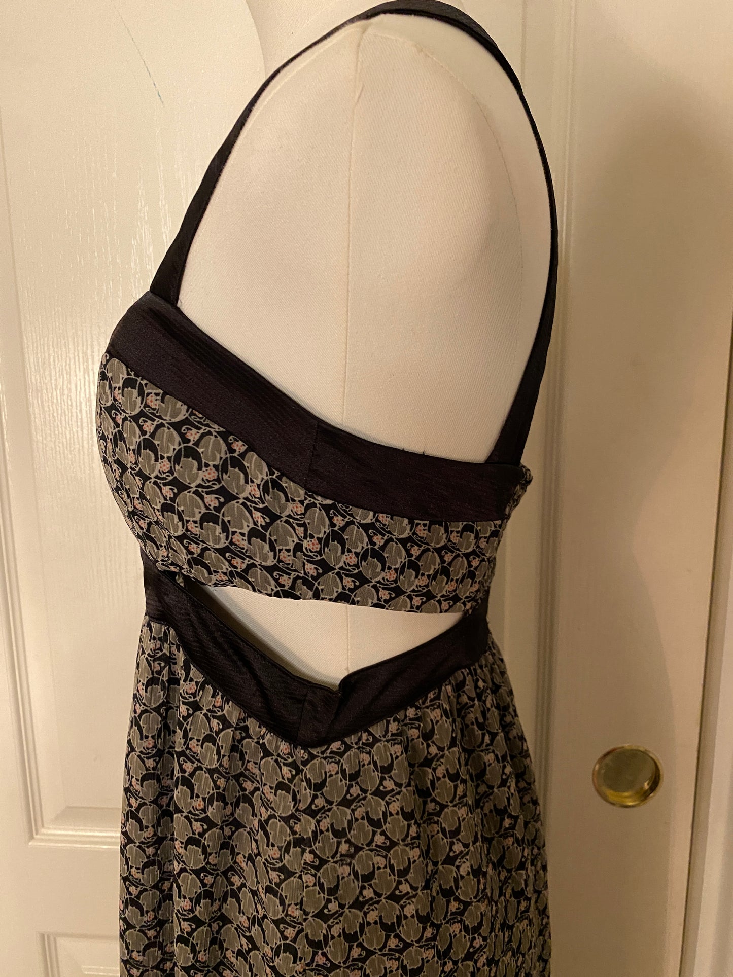 Brown and Black Long Pattern Maxi Dress Formal Casual Neutral Elegant Summer