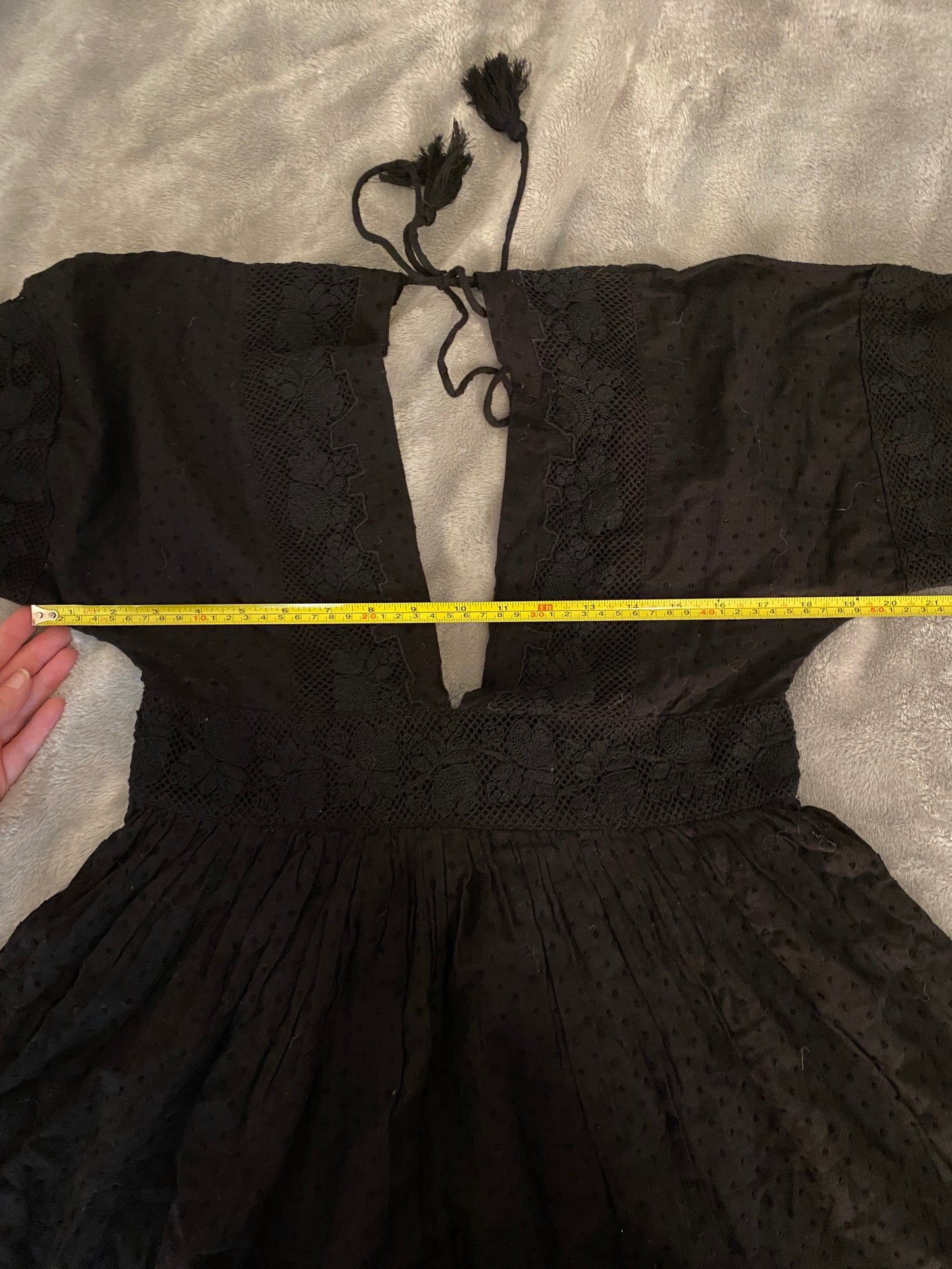 Free People Black V neck Bow Tie Back Short Mini Dress (~$50 off retail!)