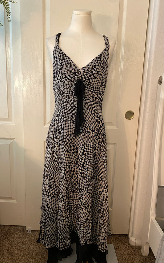 Signature by Robbie Bee Black and Grey Bow Ruffle Maxi Dress