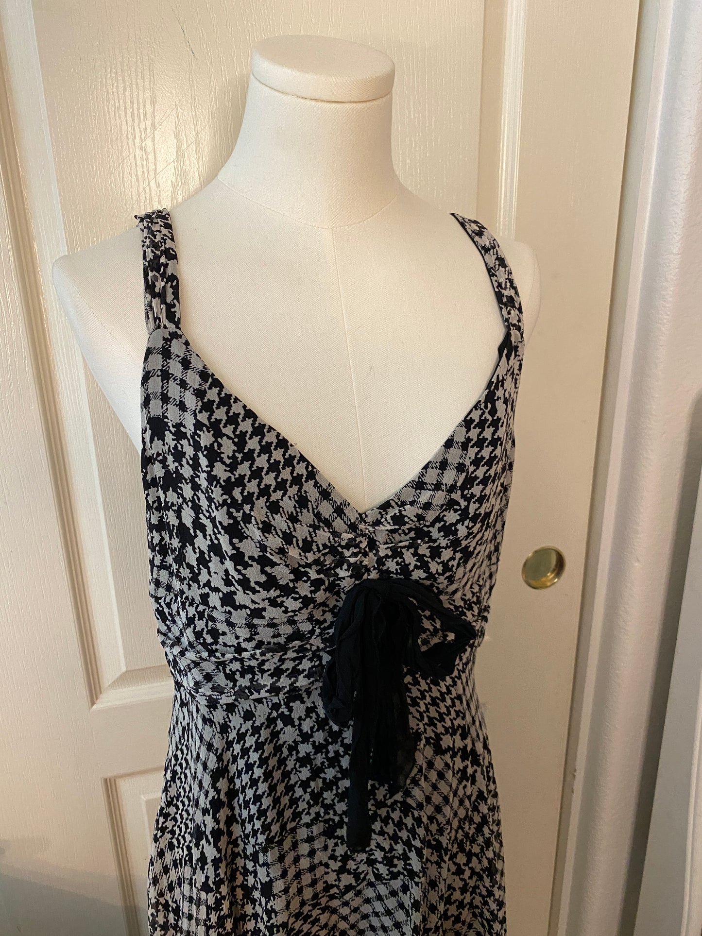 Signature by Robbie Bee Black and Grey Bow Ruffle Maxi Dress