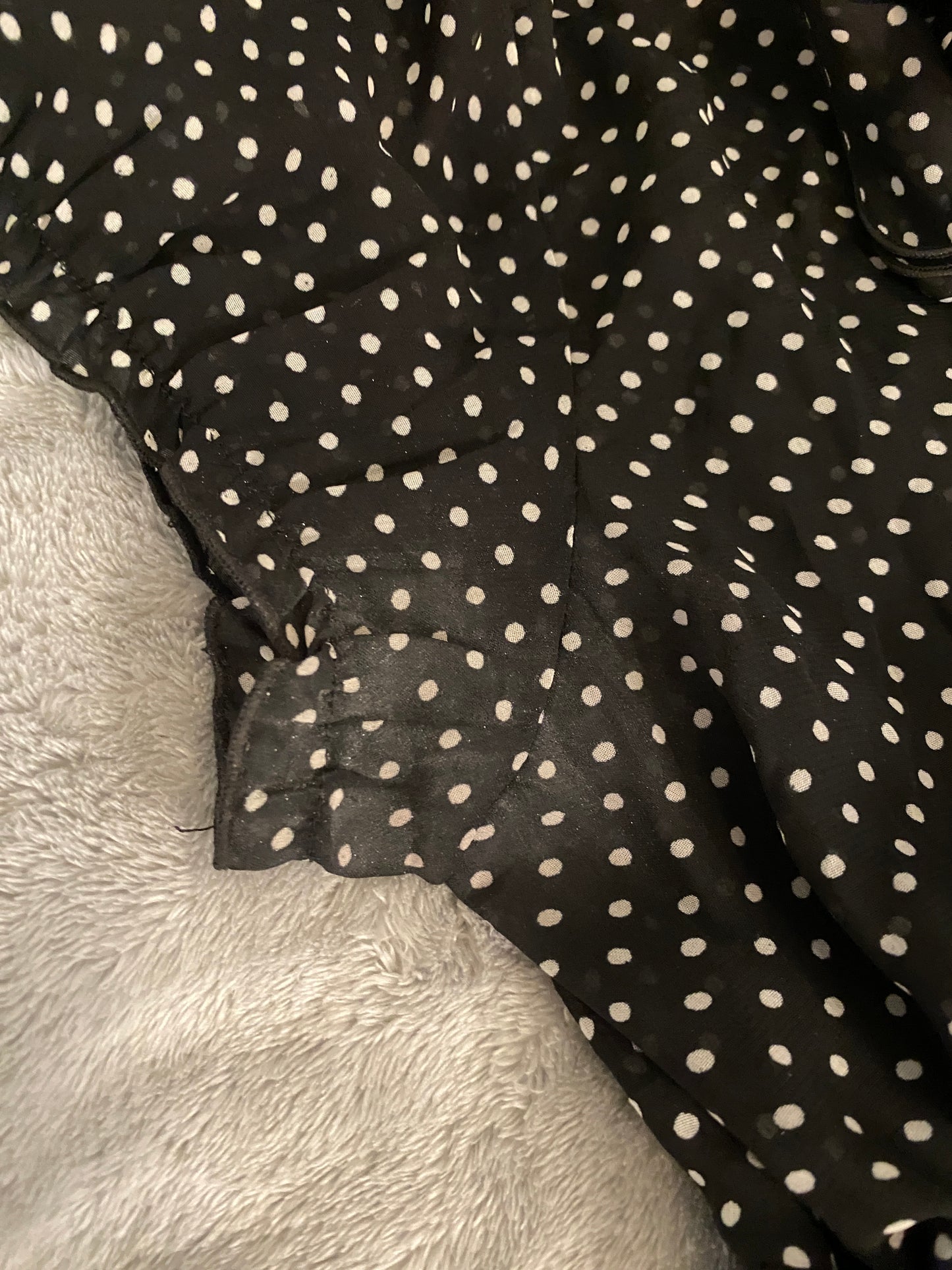 BCX French-Inspired Polka Dot Ruffle Belt Knee Length Midi Dress