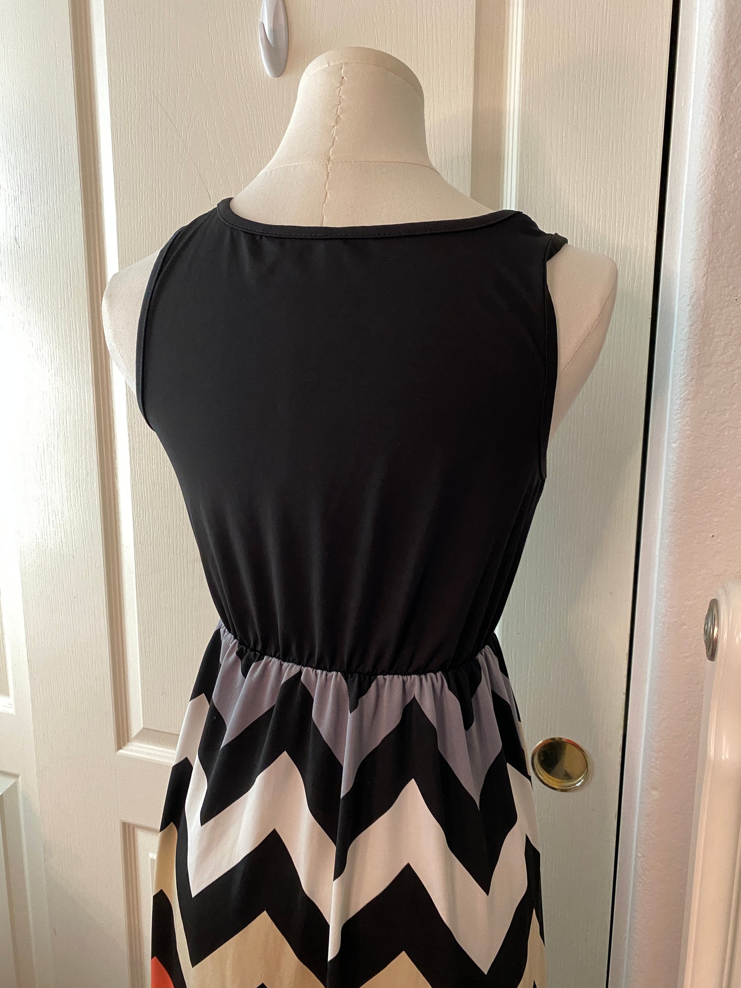 Black and Colored Chevron Sleeveless Maxi Summer Dress